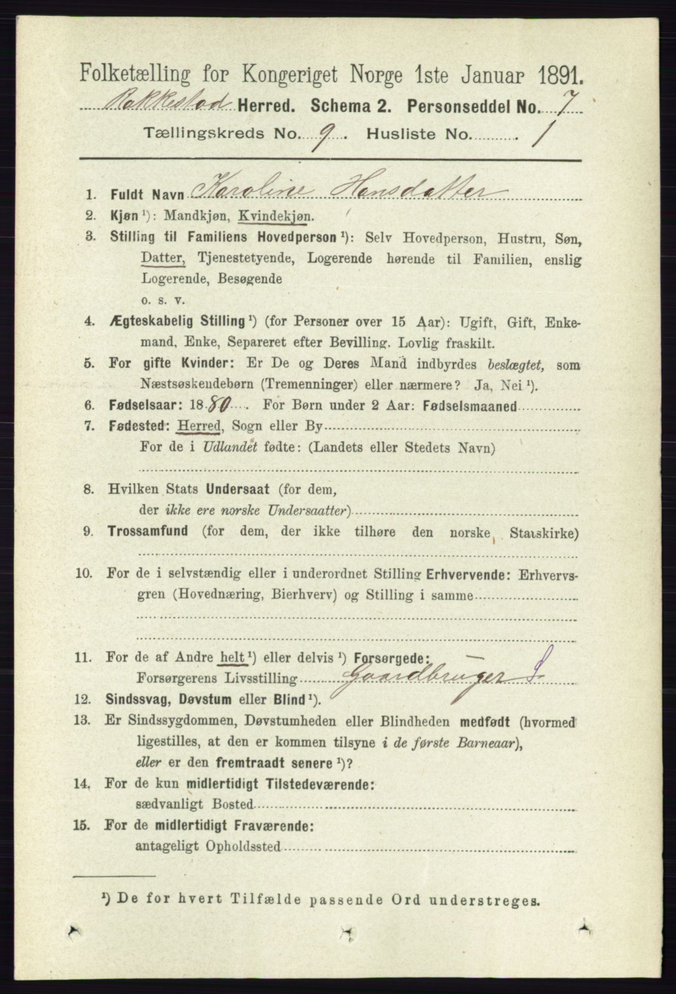 RA, 1891 census for 0128 Rakkestad, 1891, p. 4100