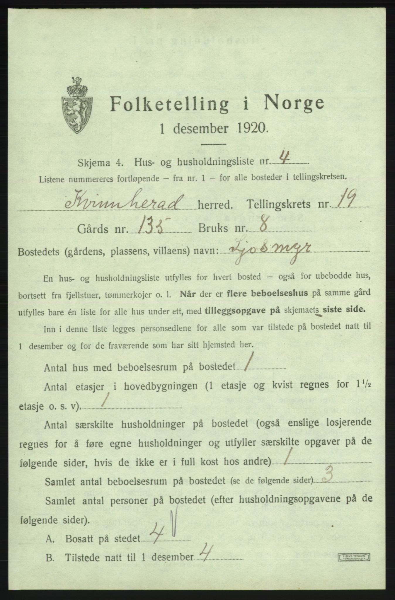 SAB, 1920 census for Kvinnherad, 1920, p. 2836