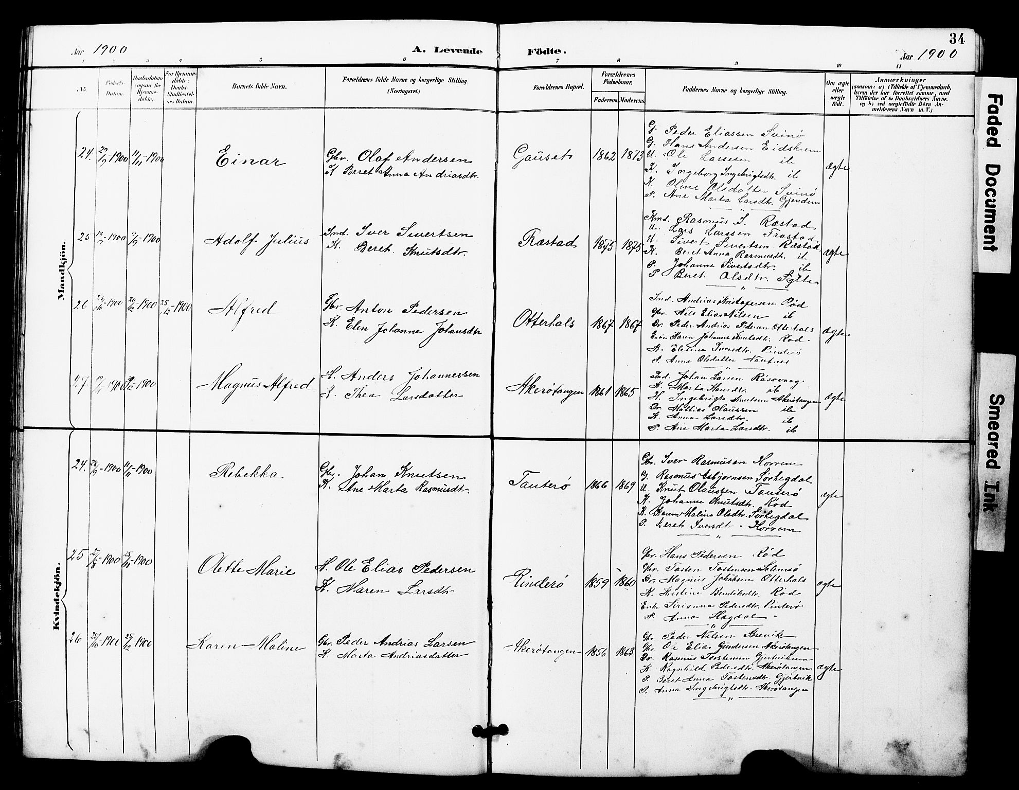 Ministerialprotokoller, klokkerbøker og fødselsregistre - Møre og Romsdal, SAT/A-1454/560/L0725: Parish register (copy) no. 560C02, 1895-1930, p. 34
