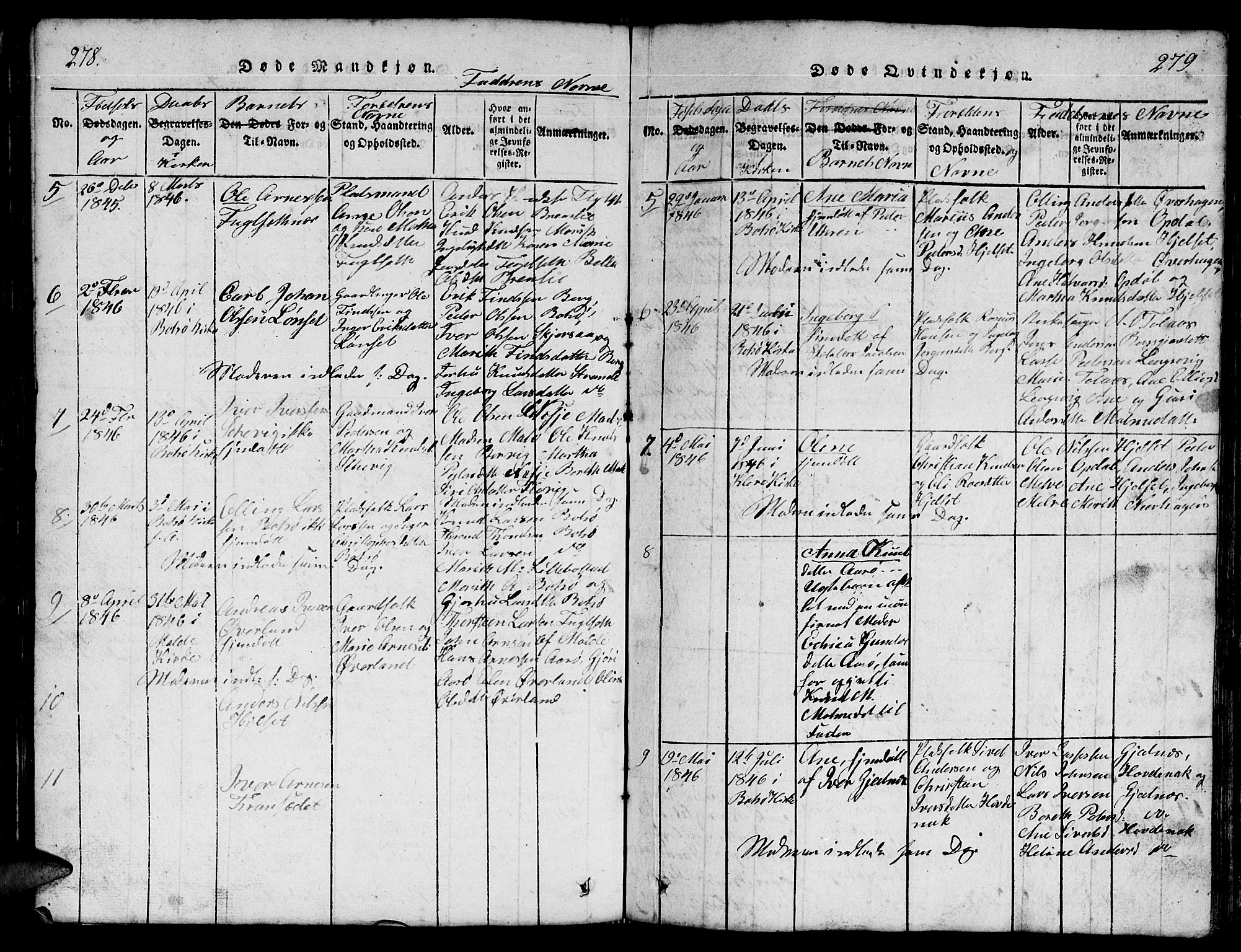 Ministerialprotokoller, klokkerbøker og fødselsregistre - Møre og Romsdal, AV/SAT-A-1454/555/L0665: Parish register (copy) no. 555C01, 1818-1868, p. 278-279