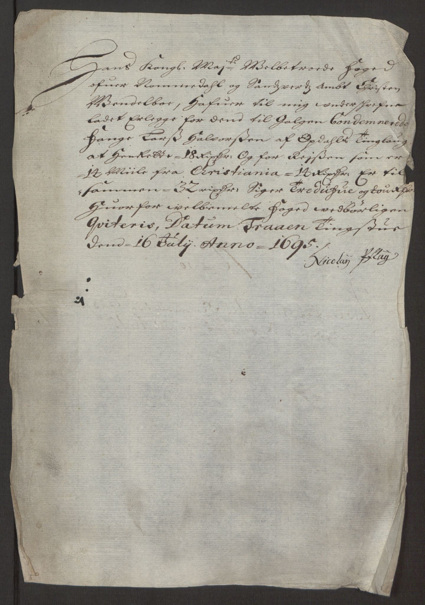 Rentekammeret inntil 1814, Reviderte regnskaper, Fogderegnskap, AV/RA-EA-4092/R24/L1575: Fogderegnskap Numedal og Sandsvær, 1692-1695, p. 509