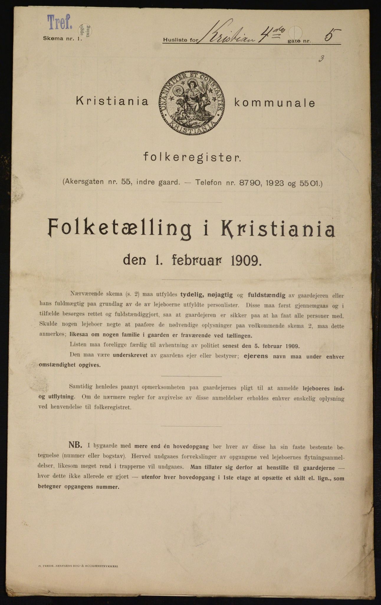 OBA, Municipal Census 1909 for Kristiania, 1909, p. 49622