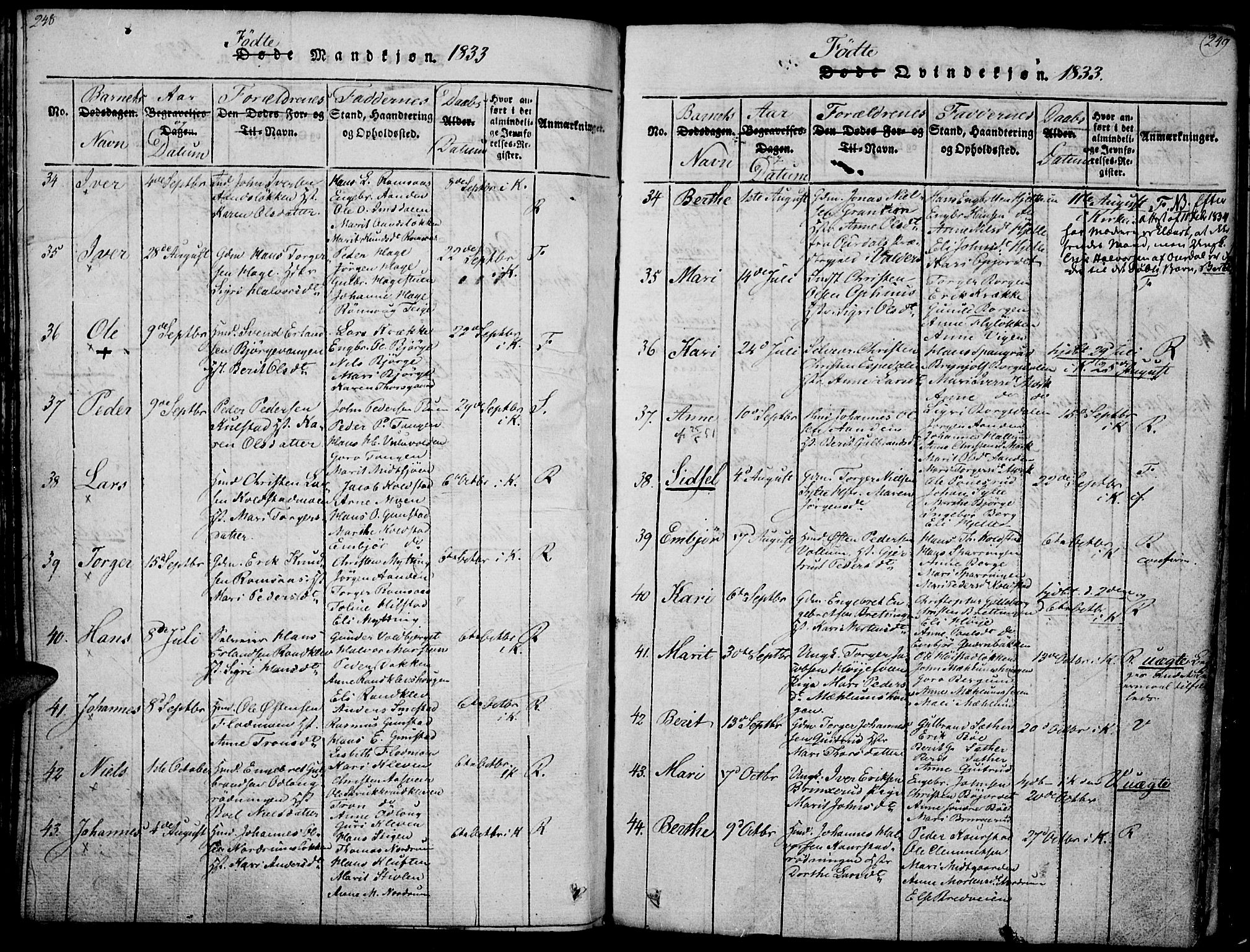Ringebu prestekontor, SAH/PREST-082/H/Ha/Haa/L0004: Parish register (official) no. 4, 1821-1839, p. 248-249