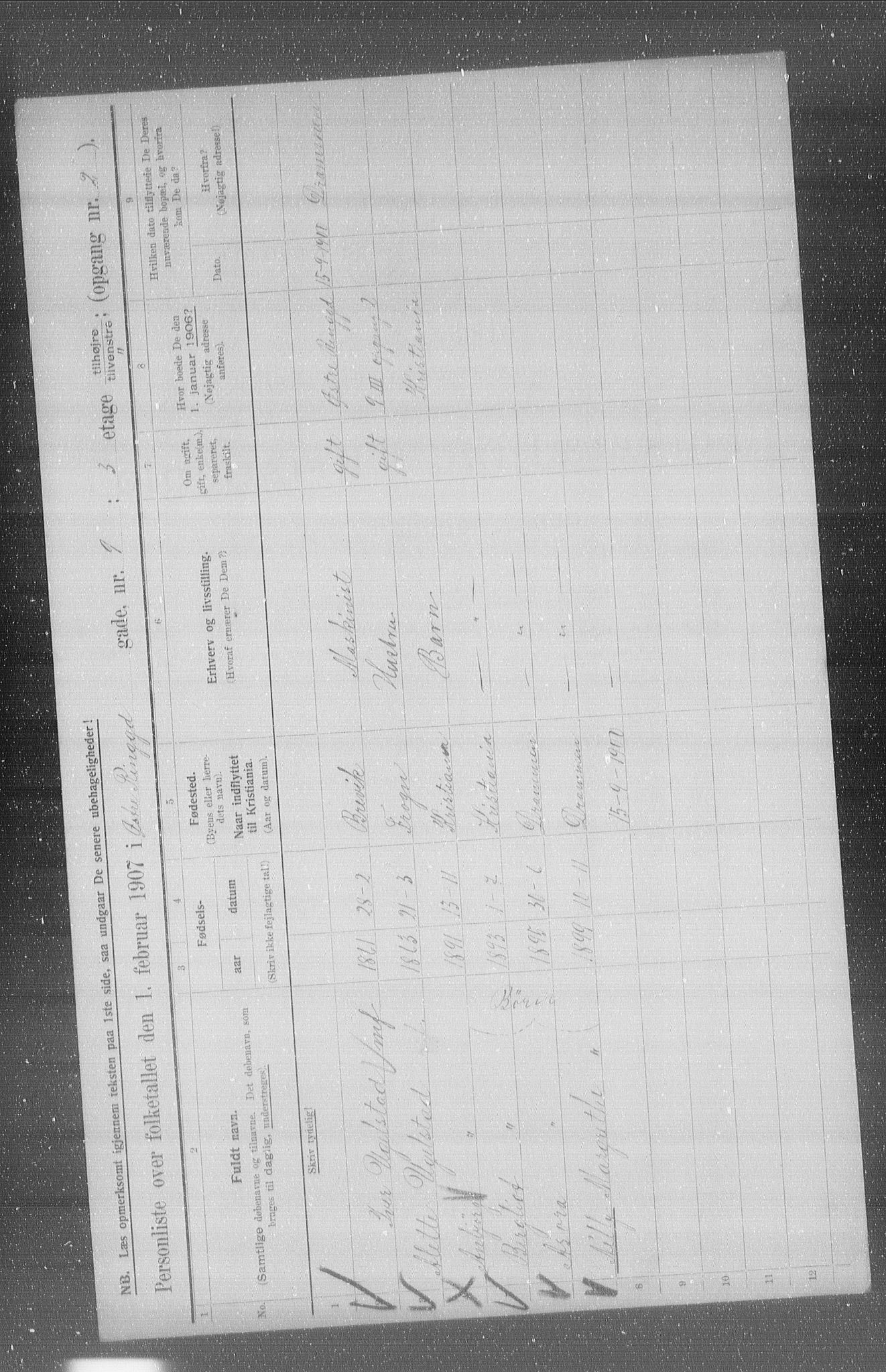 OBA, Municipal Census 1907 for Kristiania, 1907, p. 65804