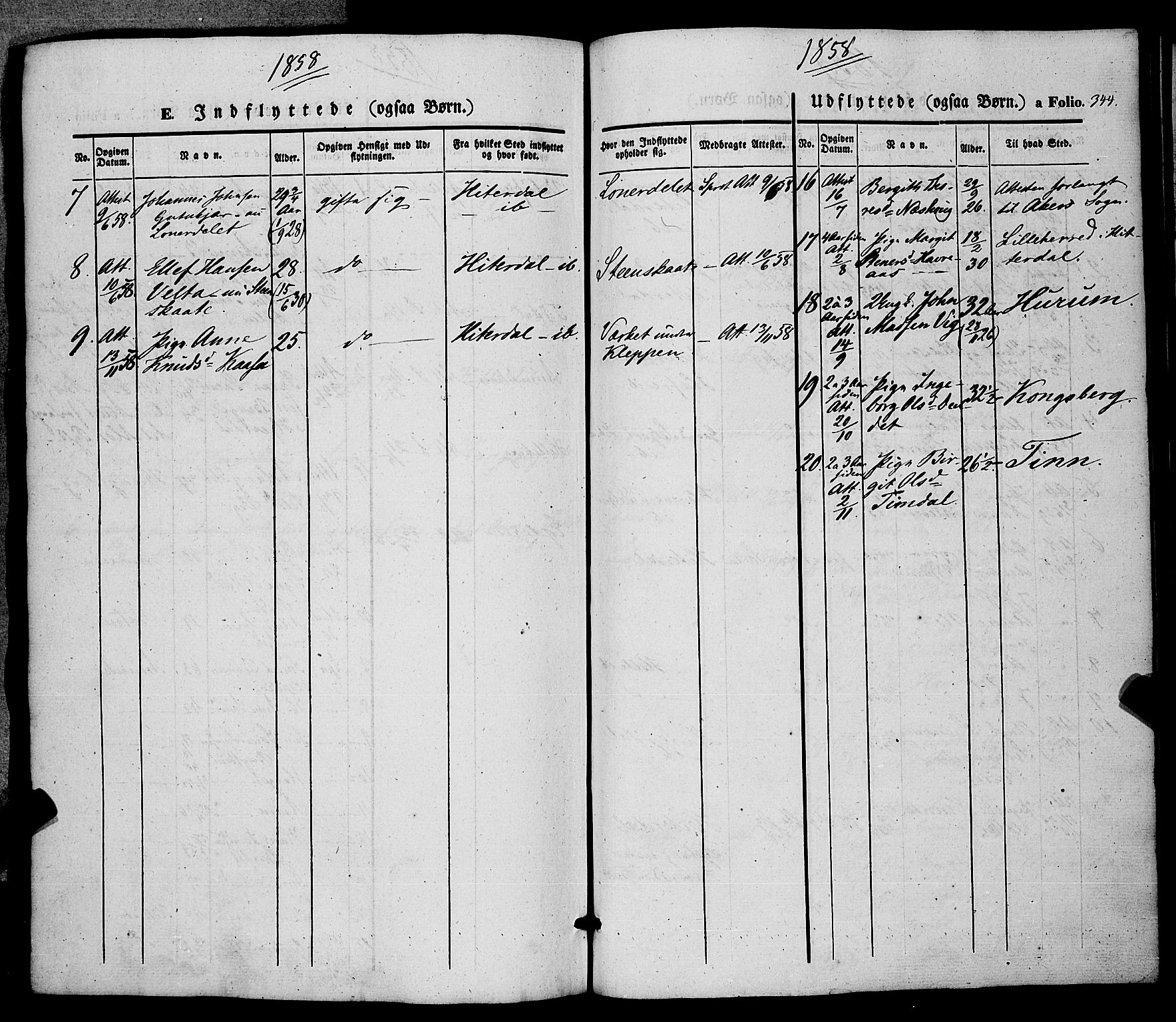 Hjartdal kirkebøker, AV/SAKO-A-270/F/Fa/L0008: Parish register (official) no. I 8, 1844-1859, p. 344