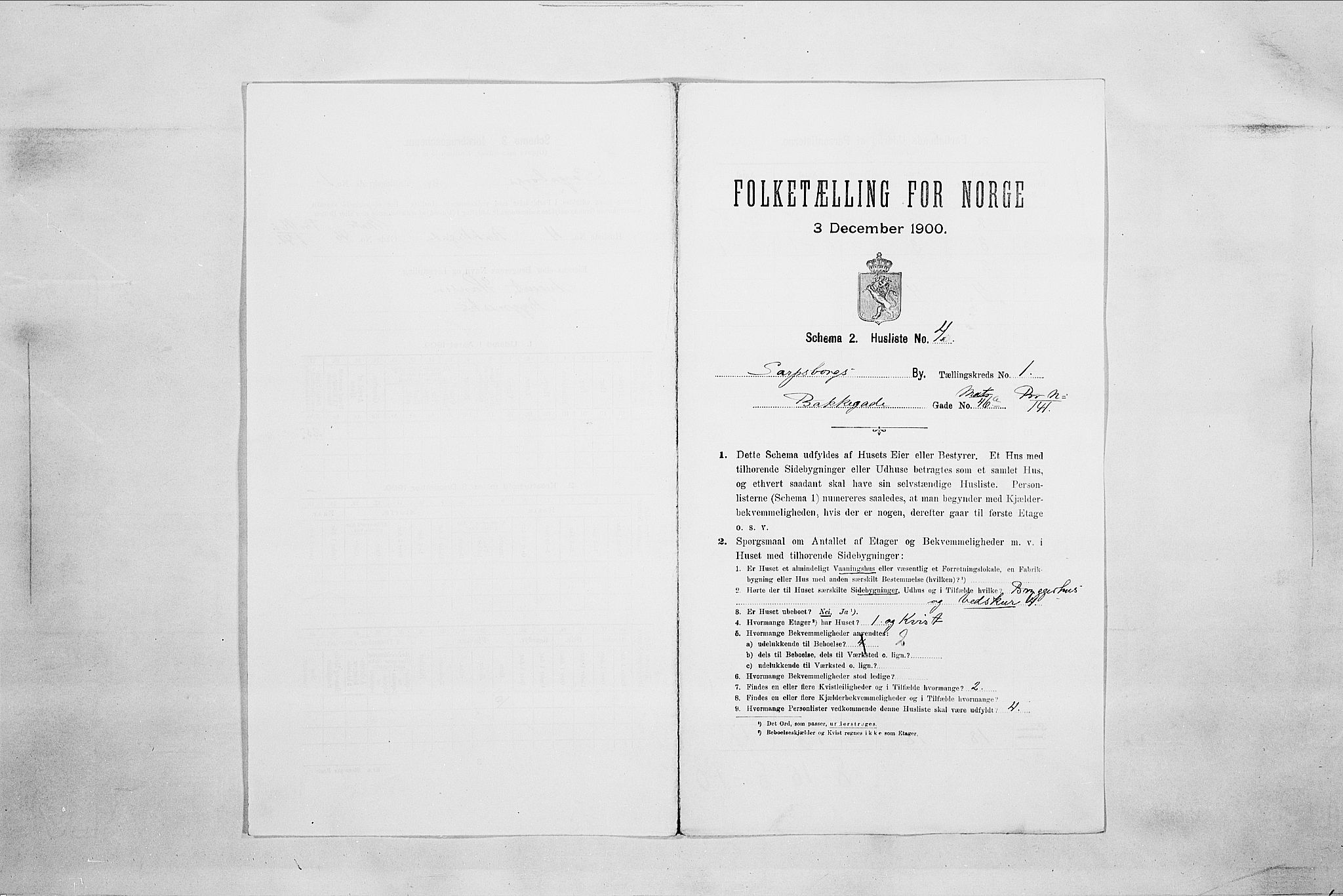 SAO, 1900 census for Sarpsborg, 1900