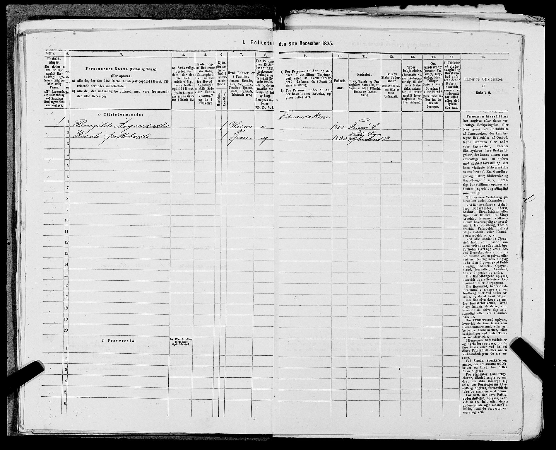 SAST, 1875 census for 1141P Finnøy, 1875, p. 152