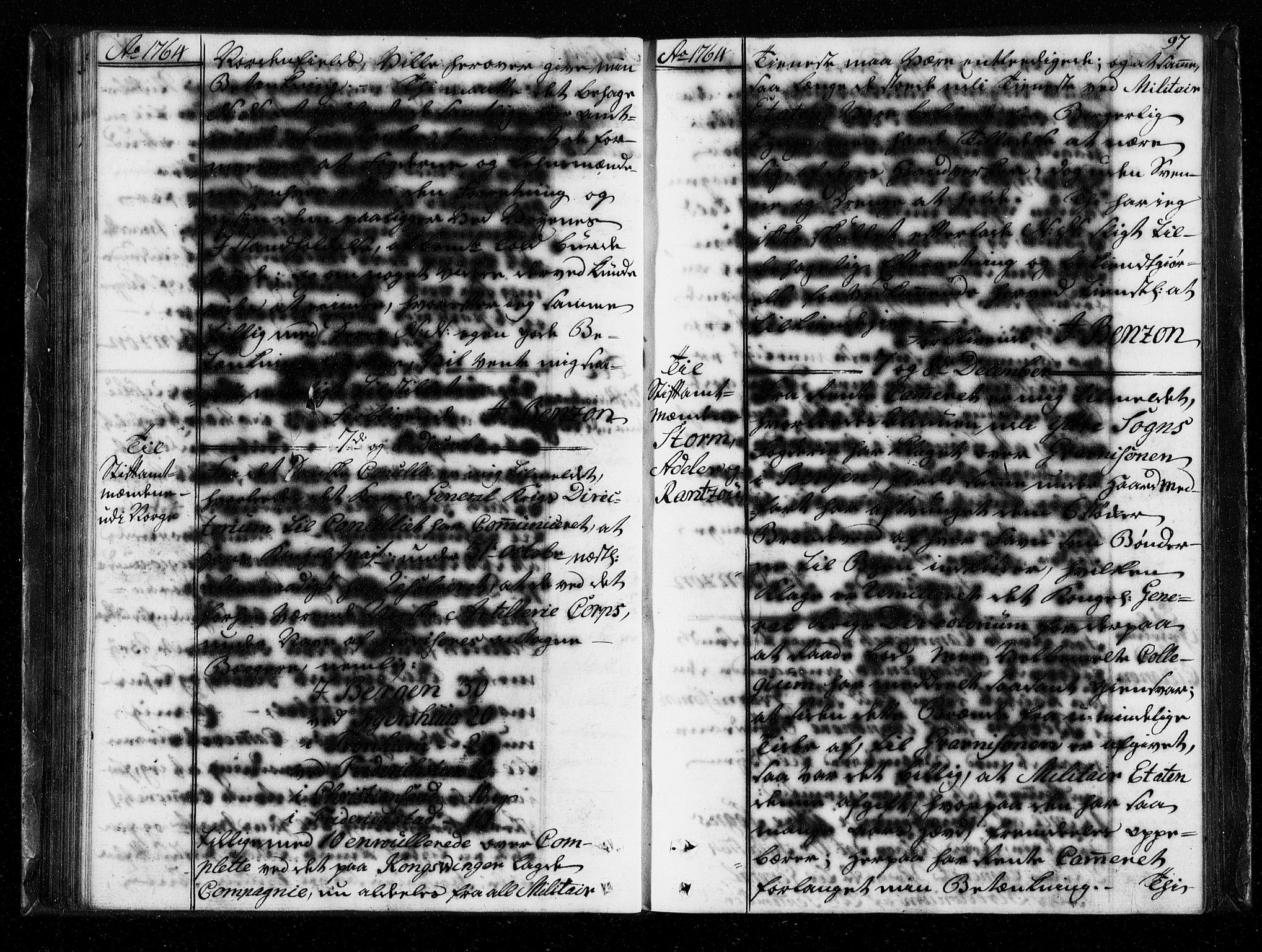 Stattholderembetet 1572-1771, AV/RA-EA-2870/Bf/L0004: Stattholderprotokoll (allmenn kopibok), 1764-1765, p. 96b-97a