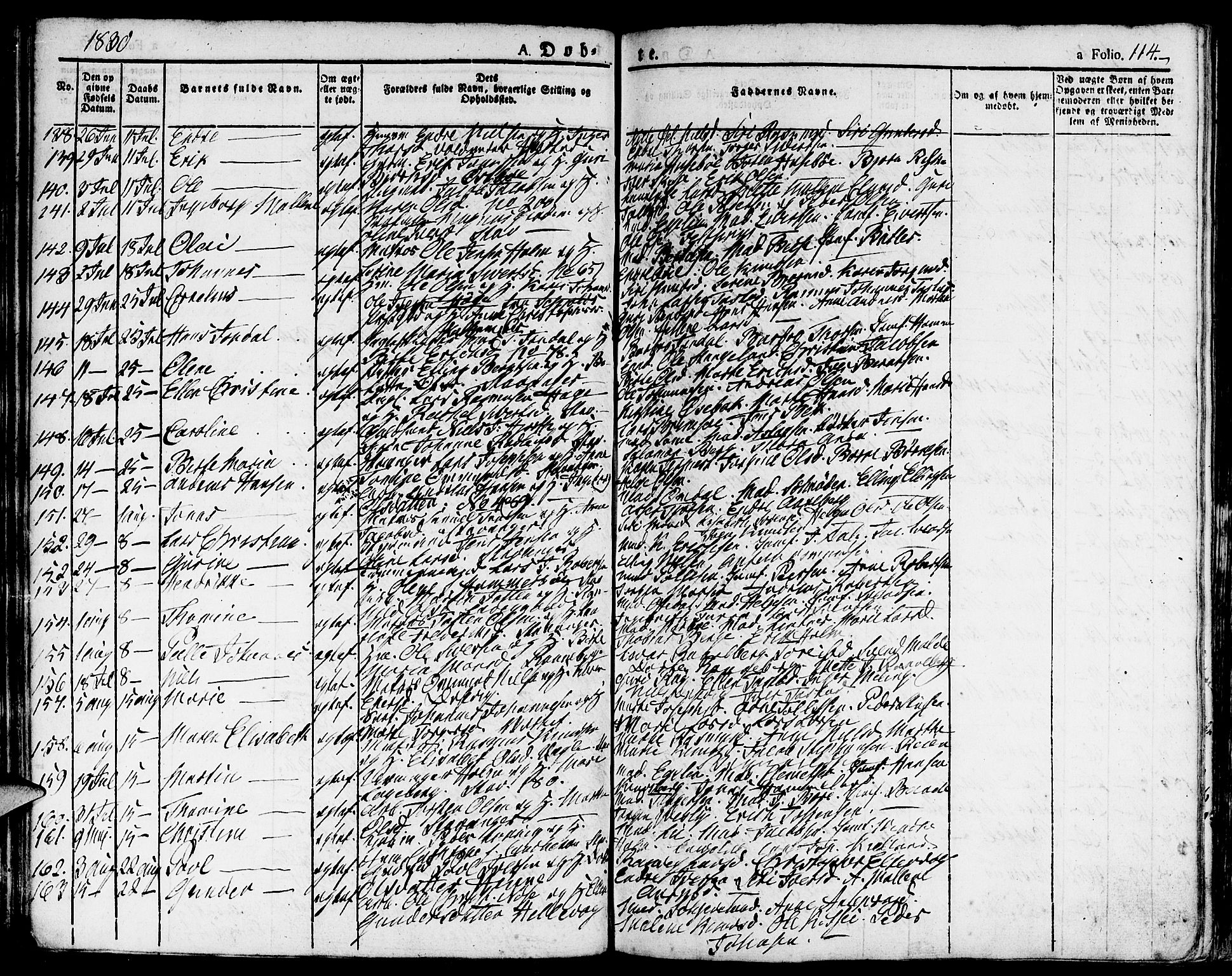 Domkirken sokneprestkontor, SAST/A-101812/001/30/30BA/L0009: Parish register (official) no. A 9, 1821-1832, p. 114