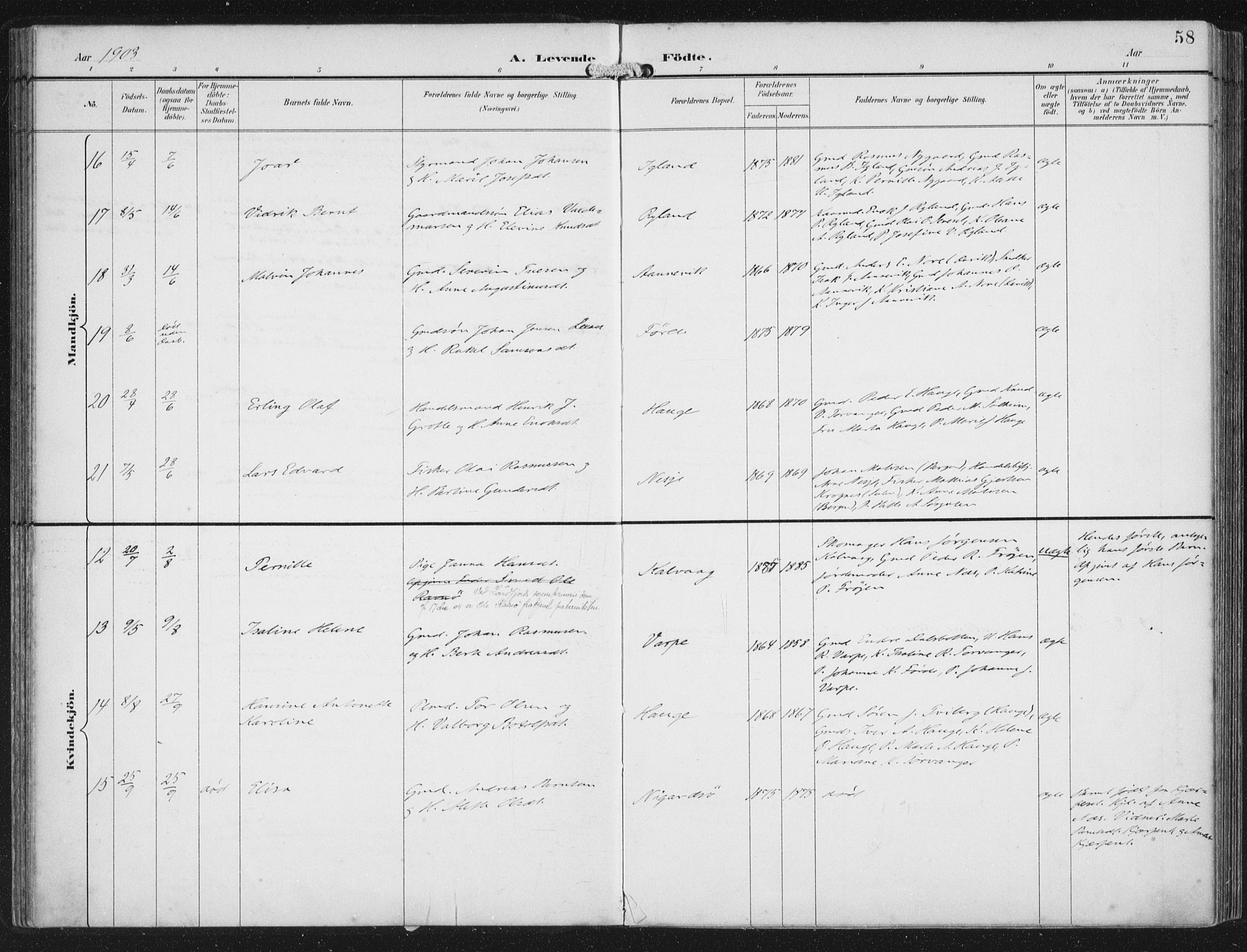 Bremanger sokneprestembete, AV/SAB-A-82201/H/Haa/Haab/L0002: Parish register (official) no. B  2, 1896-1908, p. 58