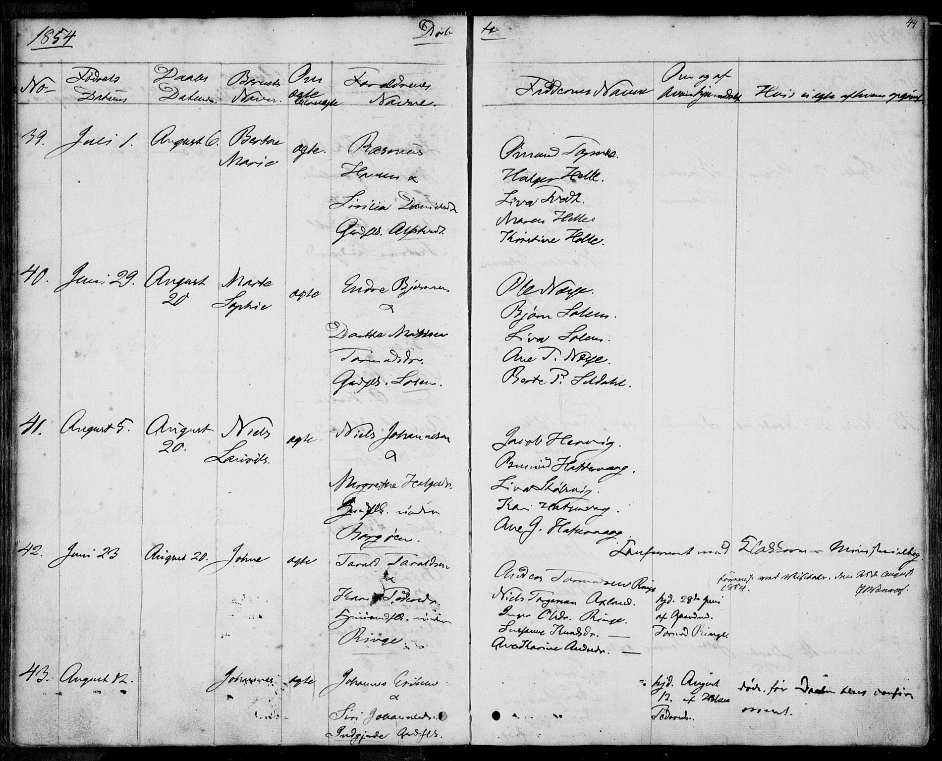 Nedstrand sokneprestkontor, AV/SAST-A-101841/01/IV: Parish register (official) no. A 8, 1839-1860, p. 44