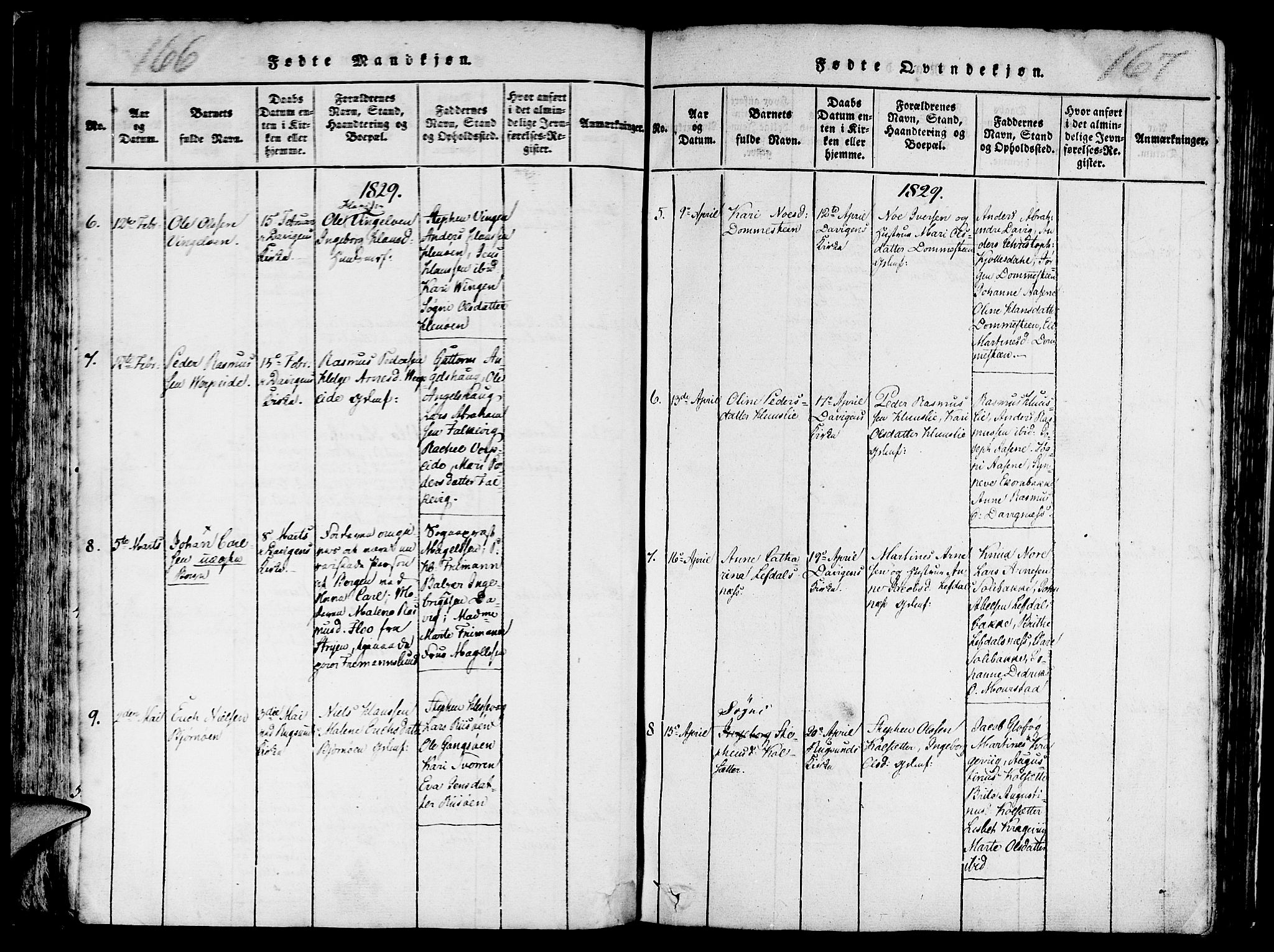 Davik sokneprestembete, AV/SAB-A-79701/H/Haa/Haaa/L0003: Parish register (official) no. A 3, 1816-1830, p. 166-167