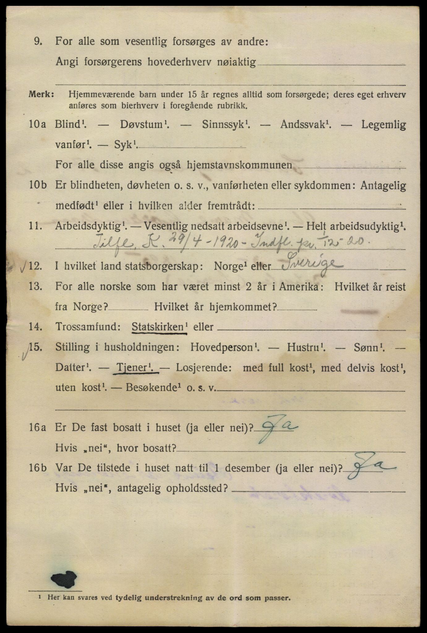 SAO, 1920 census for Kristiania, 1920, p. 215030