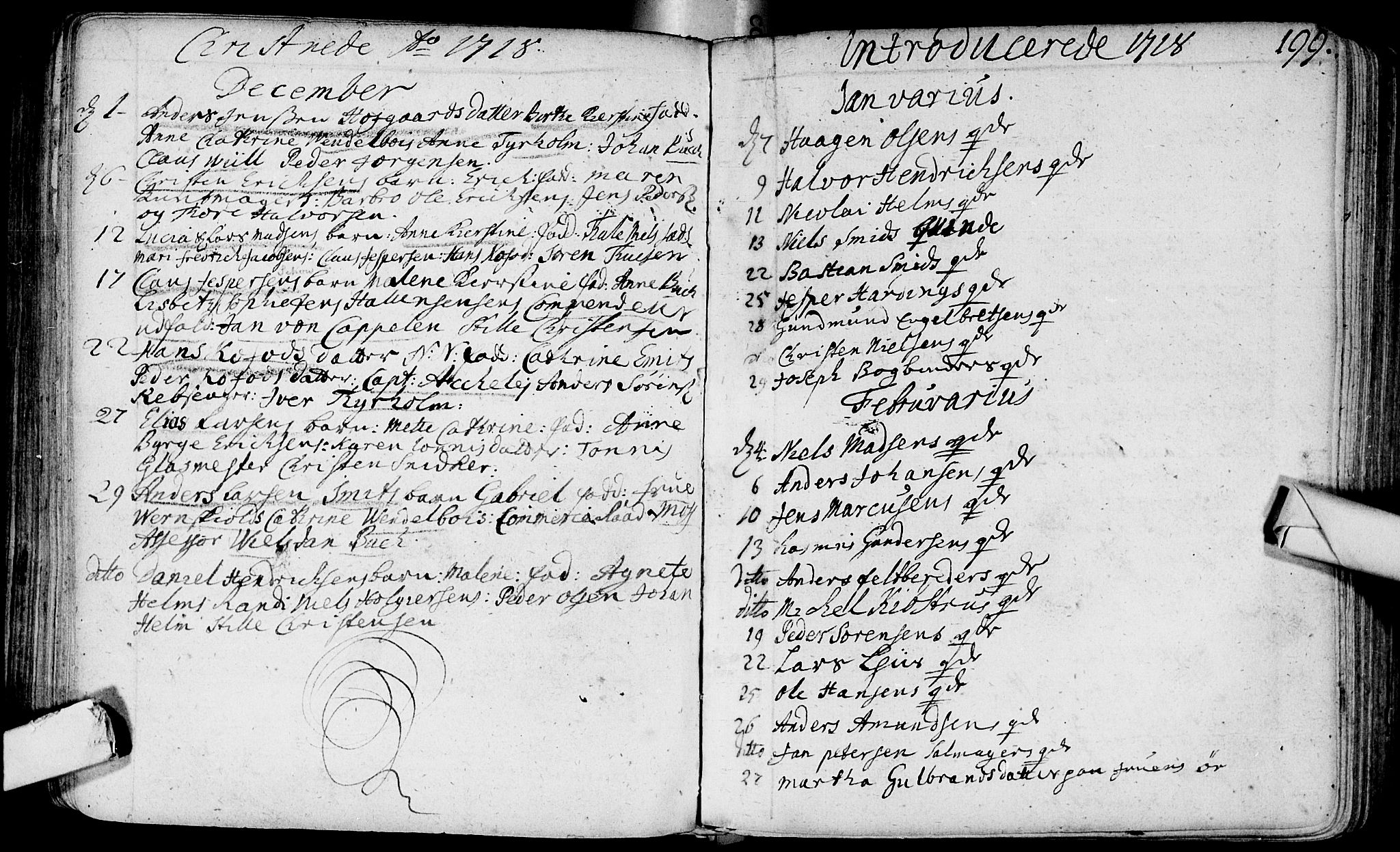 Bragernes kirkebøker, SAKO/A-6/F/Fa/L0003: Parish register (official) no. I 3, 1706-1734, p. 199