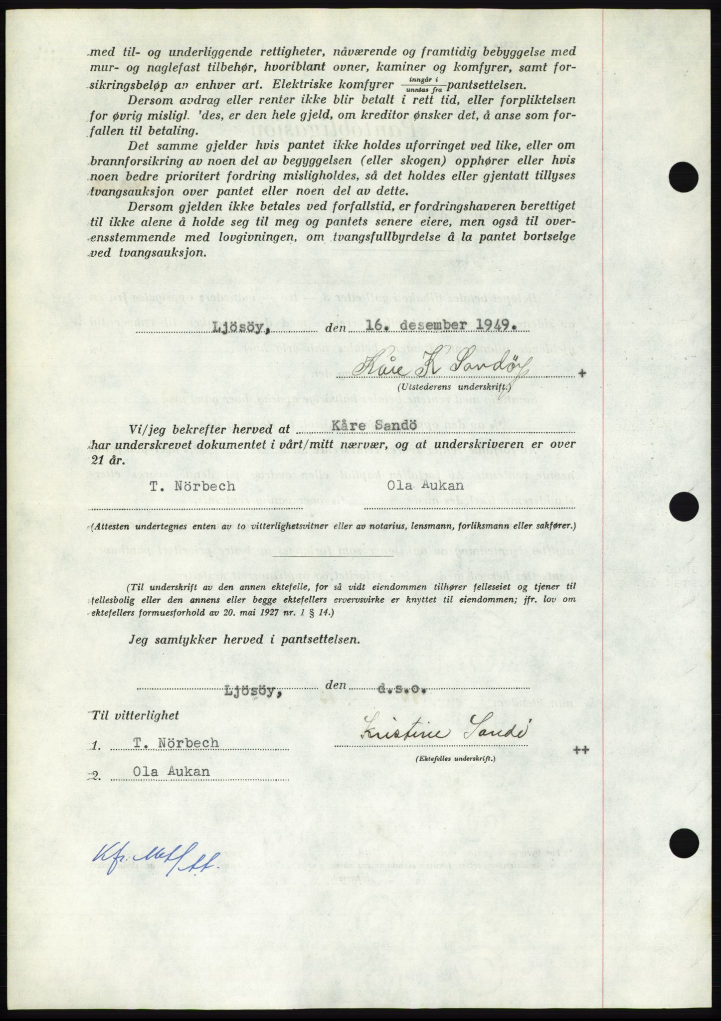 Nordmøre sorenskriveri, AV/SAT-A-4132/1/2/2Ca: Mortgage book no. B103, 1949-1950, Diary no: : 3701/1949