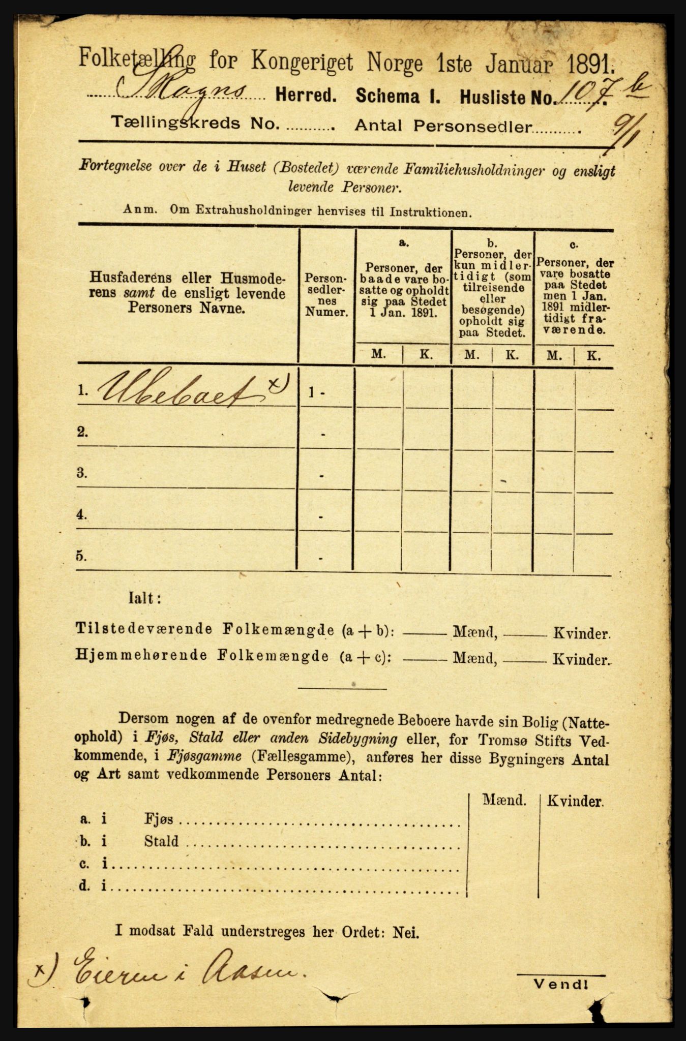 RA, 1891 census for 1719 Skogn, 1891, p. 3456