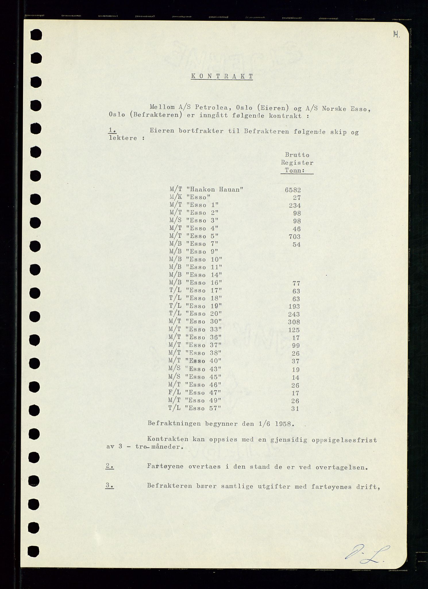 Pa 0982 - Esso Norge A/S, AV/SAST-A-100448/A/Aa/L0001/0001: Den administrerende direksjon Board minutes (styrereferater) / Den administrerende direksjon Board minutes (styrereferater), 1958-1959, p. 14