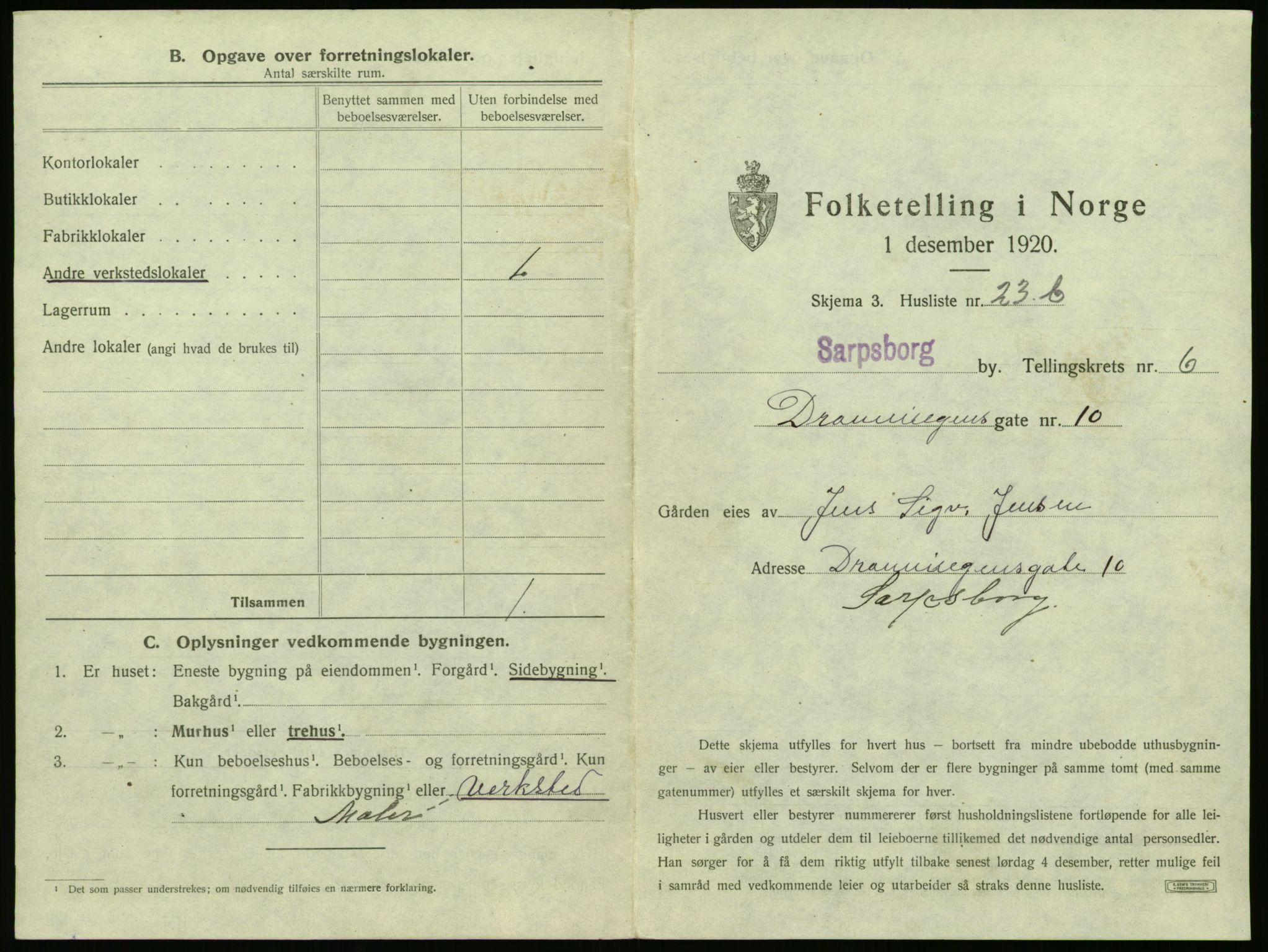 SAO, 1920 census for Sarpsborg, 1920, p. 29591