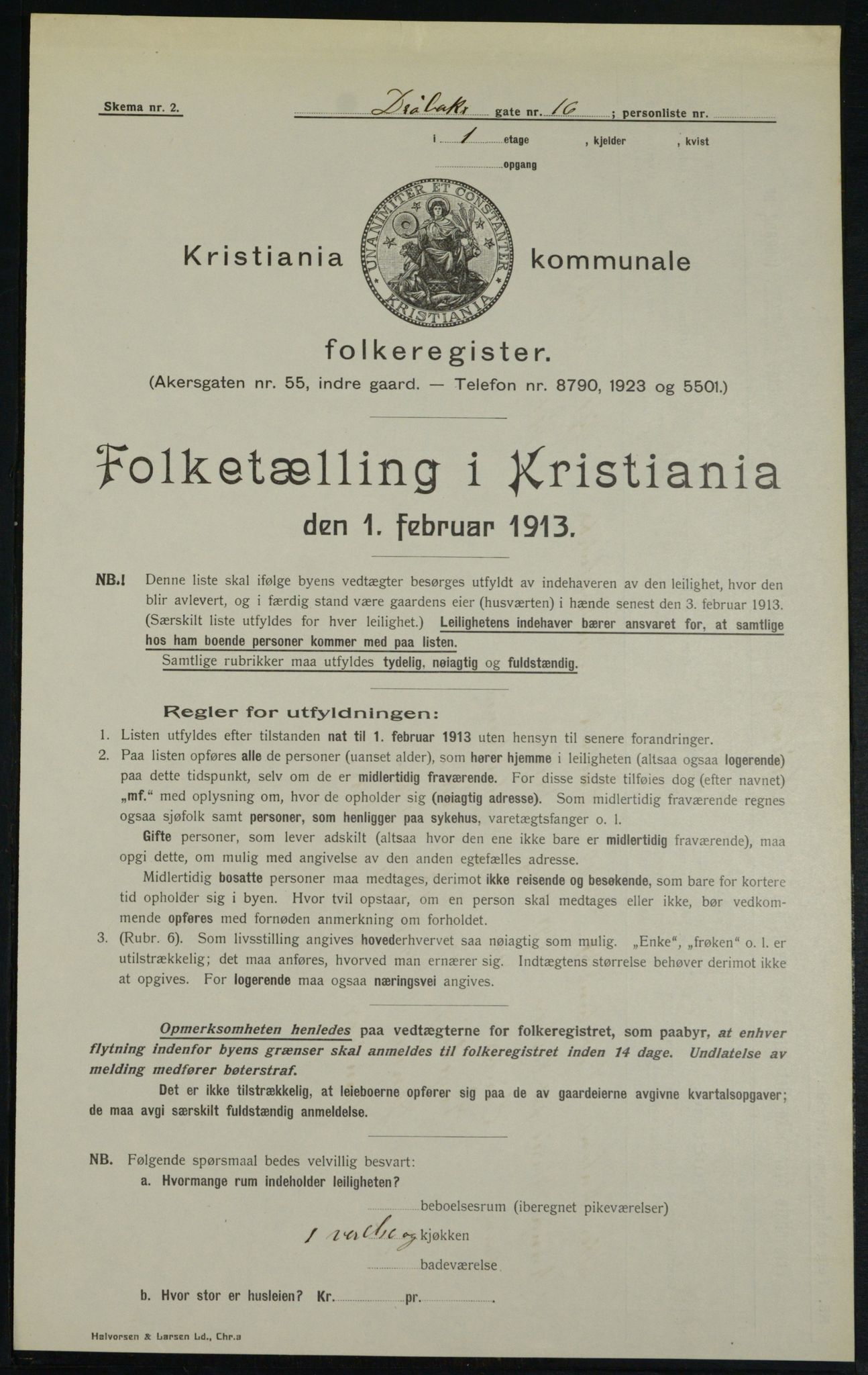 OBA, Municipal Census 1913 for Kristiania, 1913, p. 17506