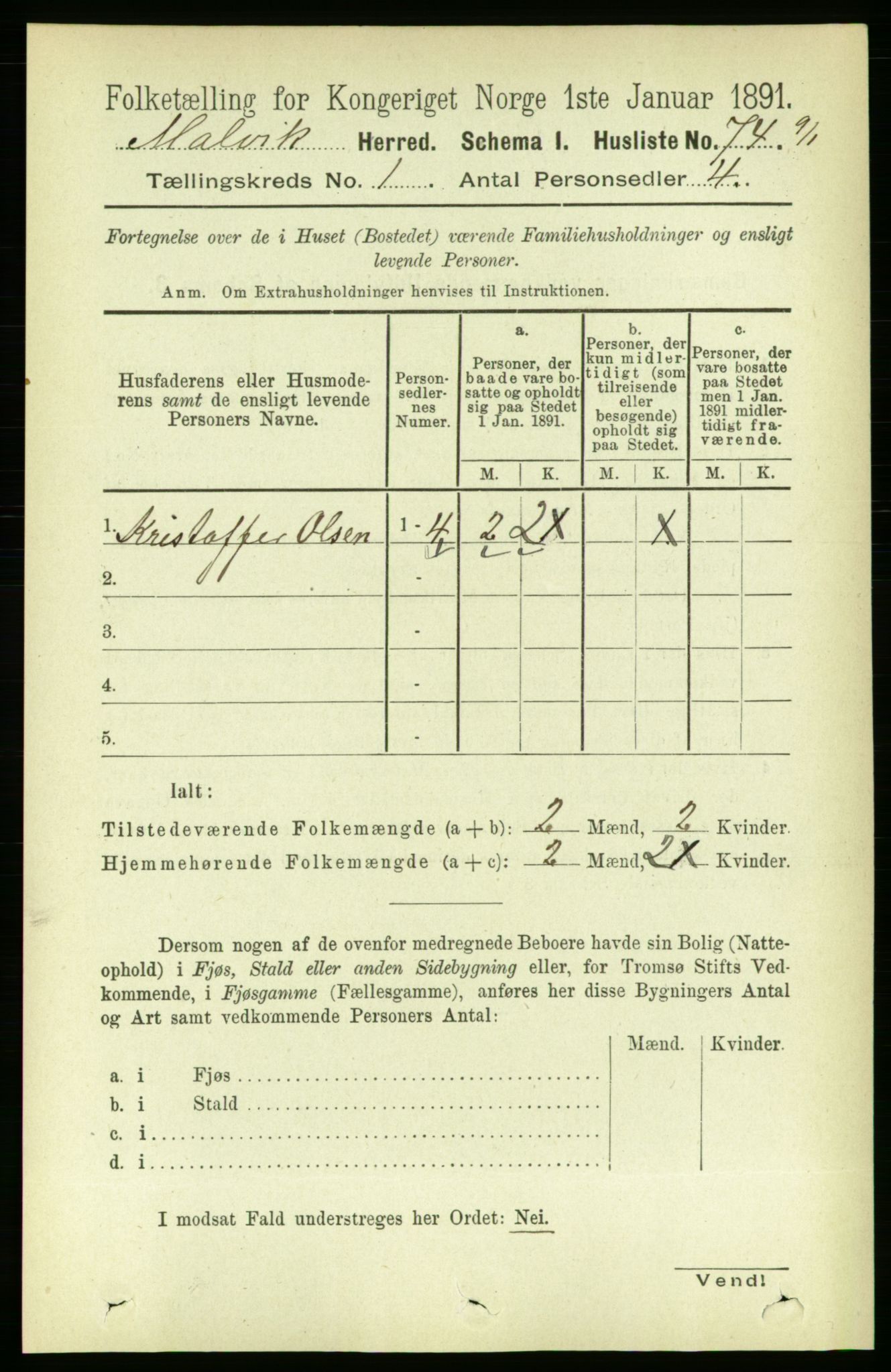 RA, 1891 census for 1663 Malvik, 1891, p. 92