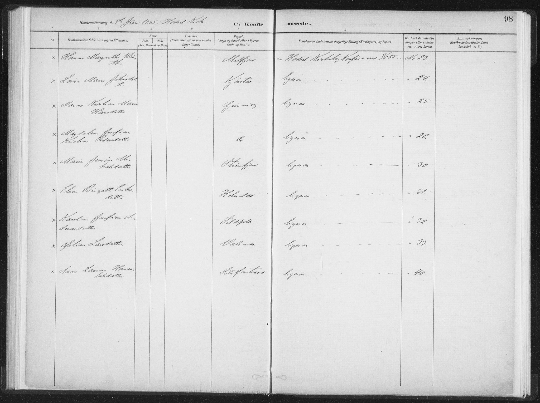 Ministerialprotokoller, klokkerbøker og fødselsregistre - Nordland, SAT/A-1459/890/L1286: Parish register (official) no. 890A01, 1882-1902, p. 98