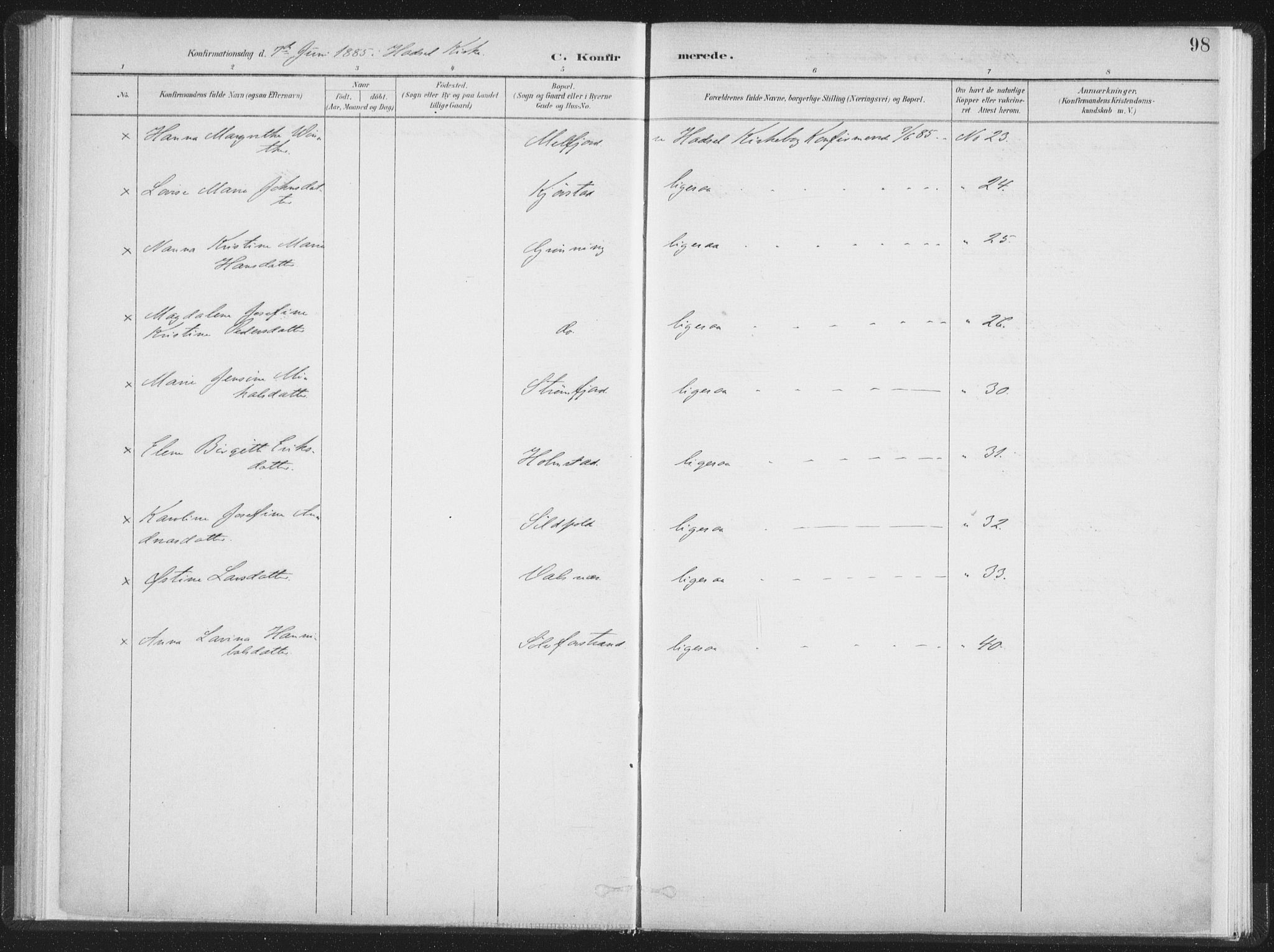 Ministerialprotokoller, klokkerbøker og fødselsregistre - Nordland, AV/SAT-A-1459/890/L1286: Parish register (official) no. 890A01, 1882-1902, p. 98