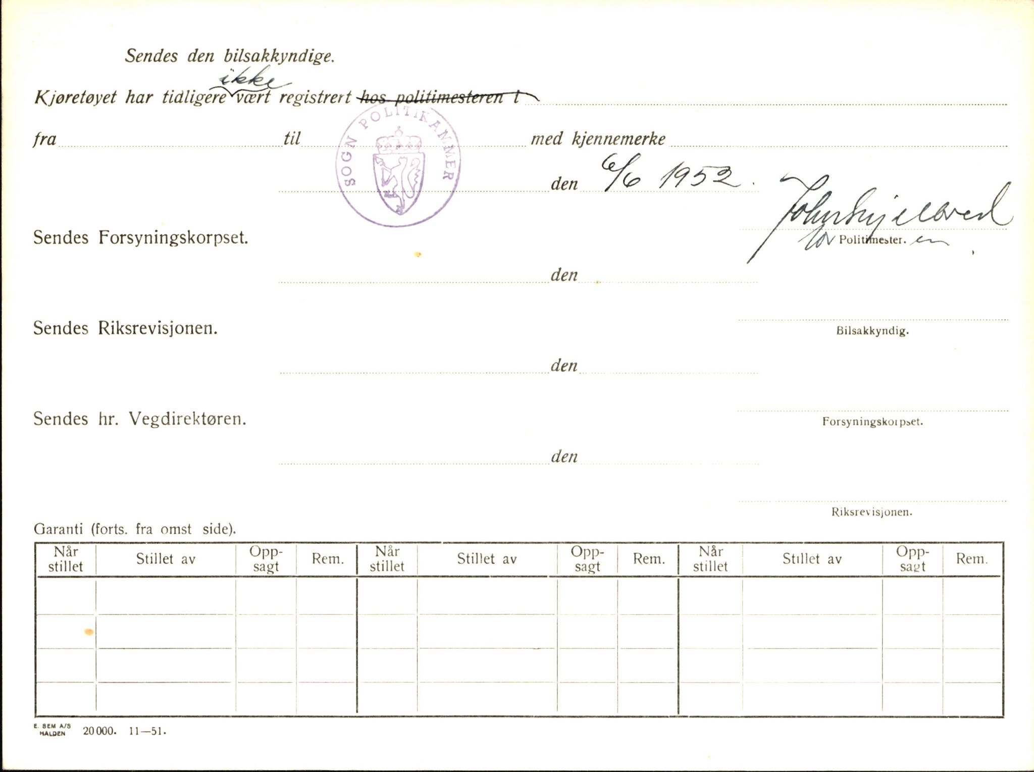 Statens vegvesen, Sogn og Fjordane vegkontor, AV/SAB-A-5301/4/F/L0008: Registerkort utmeldte Sogn, 1957-1959, p. 4