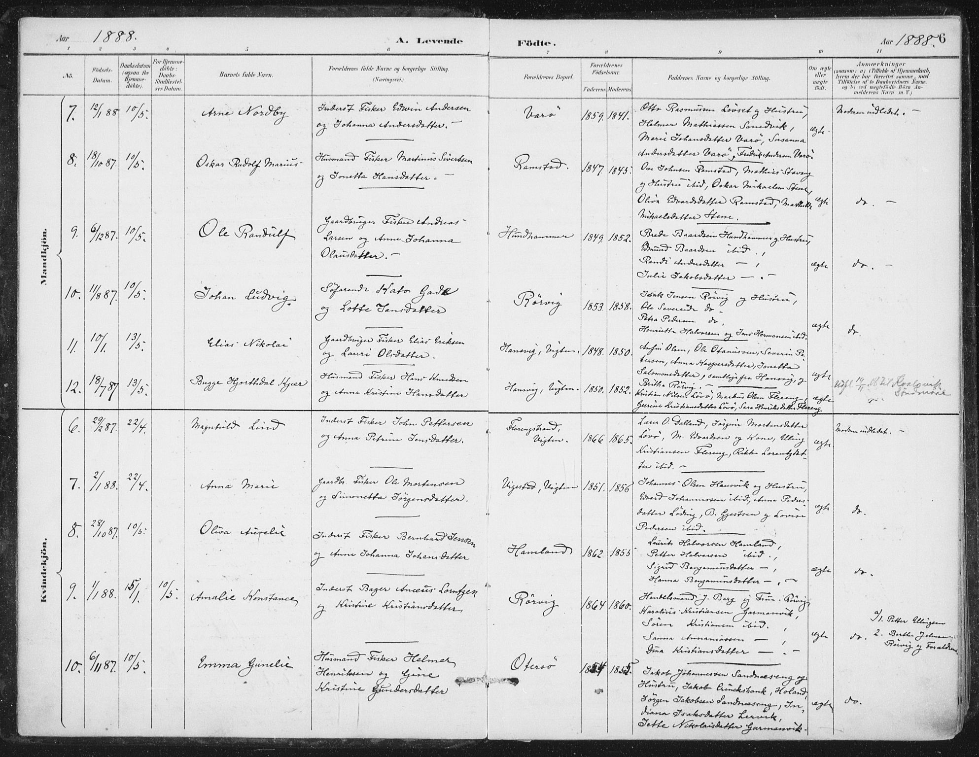 Ministerialprotokoller, klokkerbøker og fødselsregistre - Nord-Trøndelag, SAT/A-1458/784/L0673: Parish register (official) no. 784A08, 1888-1899, p. 6
