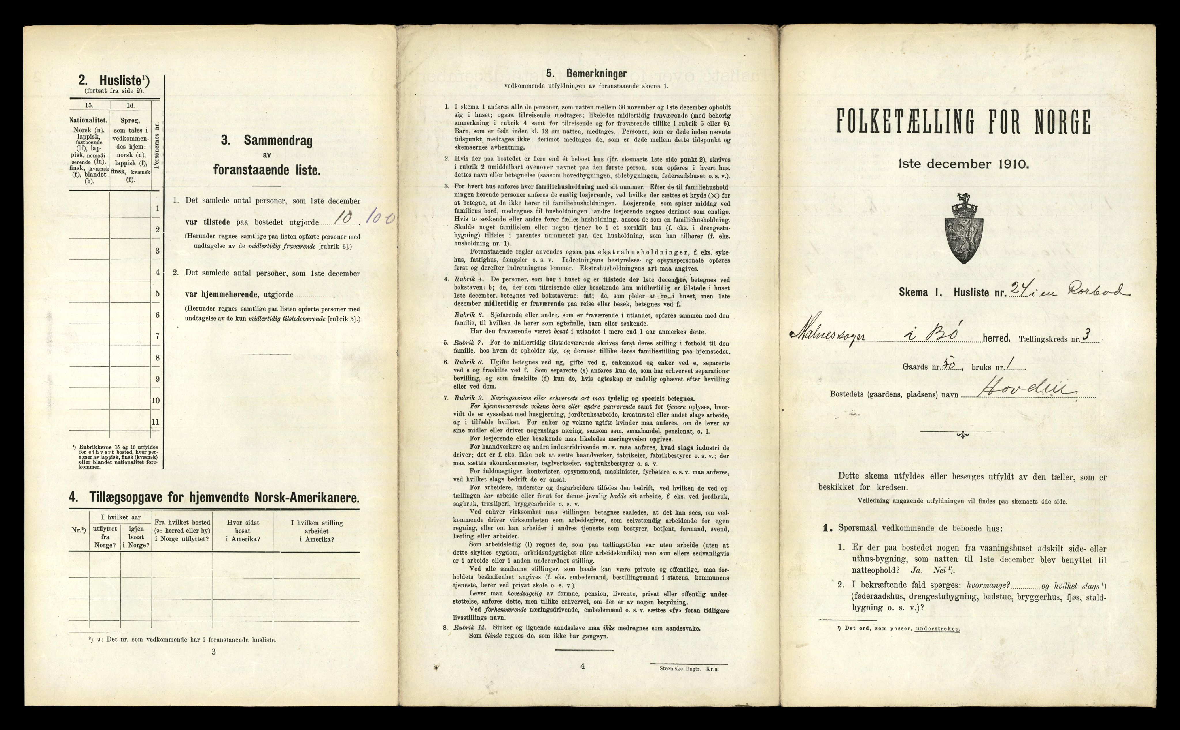 RA, 1910 census for Bø, 1910, p. 1265