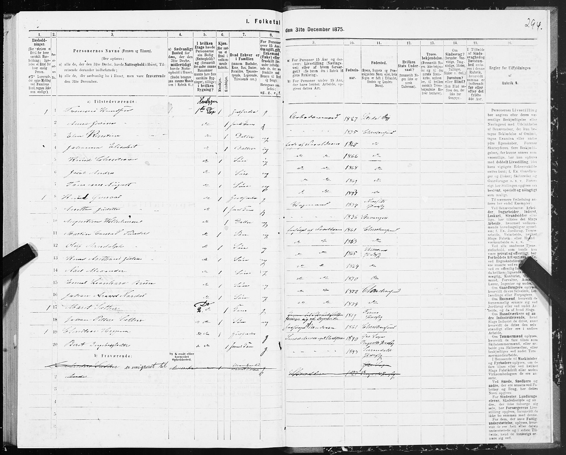 SAT, 1875 census for 1503B Kristiansund/Kristiansund, 1875, p. 2294