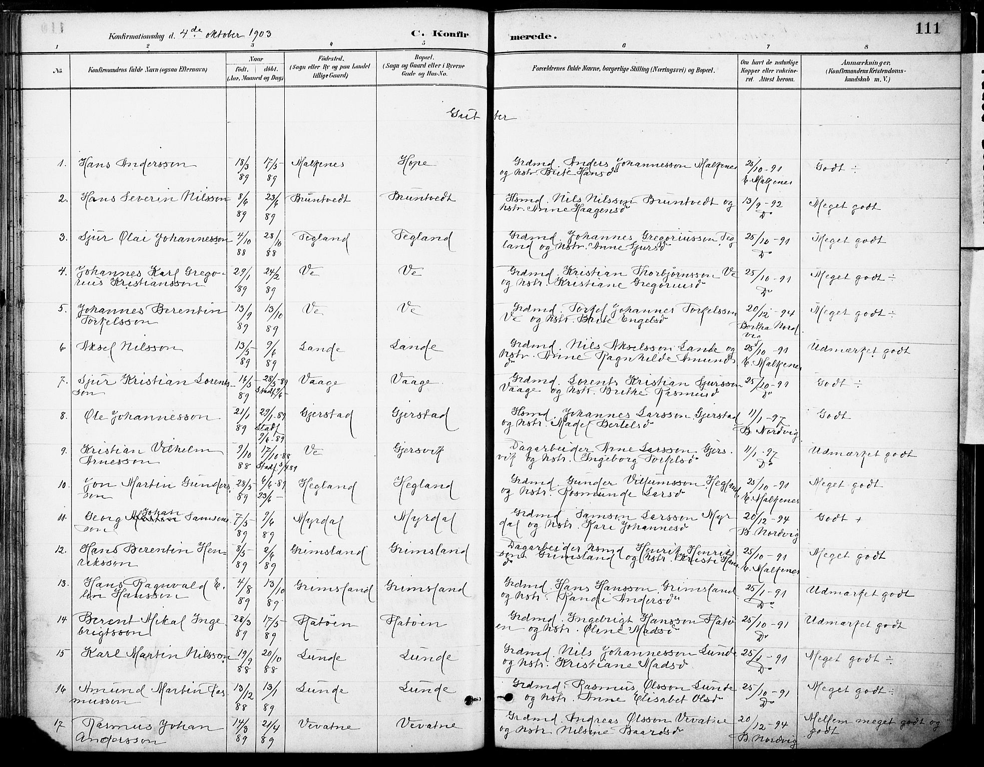 Tysnes sokneprestembete, AV/SAB-A-78601/H/Haa: Parish register (official) no. B 1, 1887-1906, p. 111