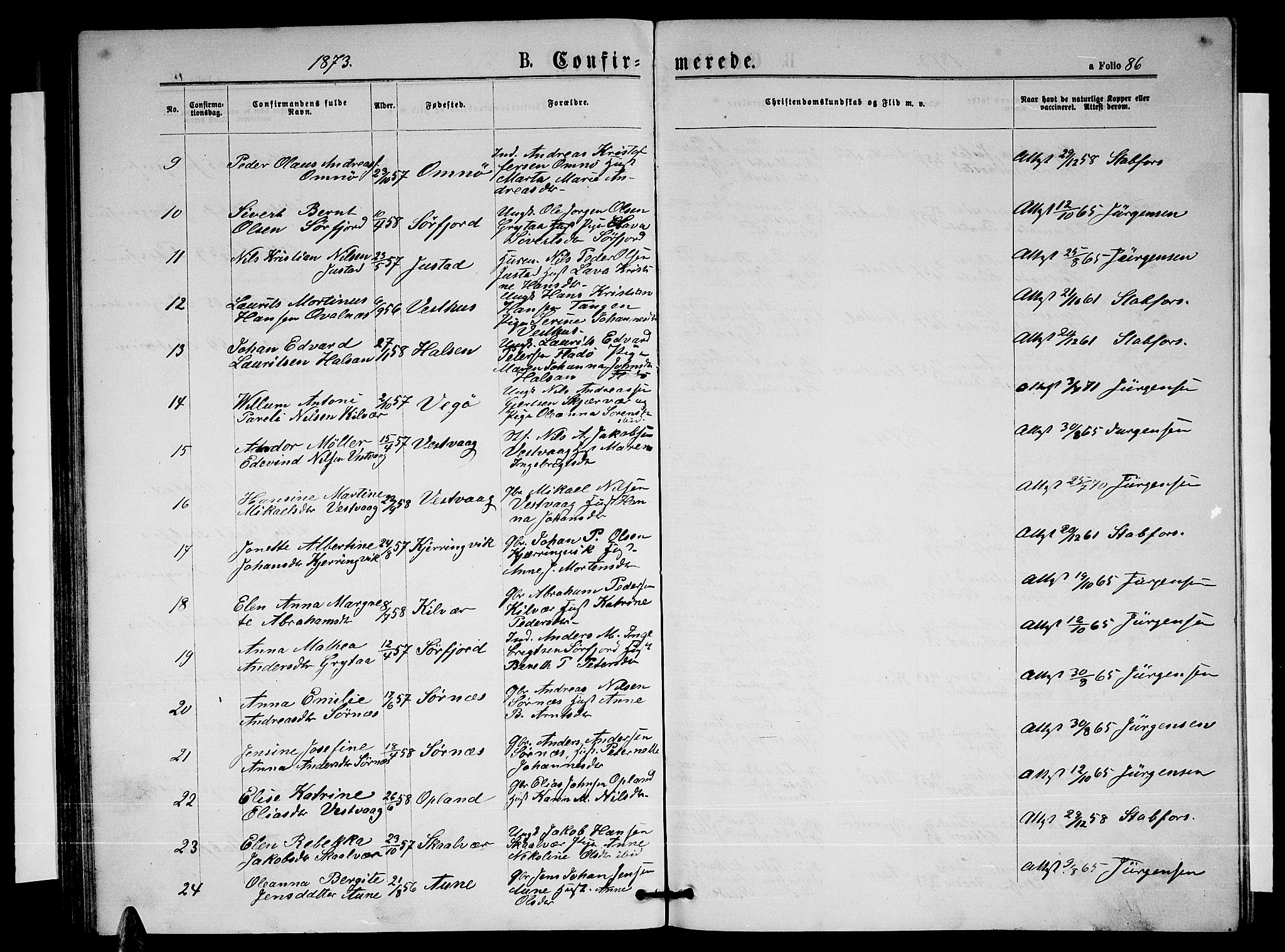 Ministerialprotokoller, klokkerbøker og fødselsregistre - Nordland, AV/SAT-A-1459/817/L0267: Parish register (copy) no. 817C02, 1870-1883, p. 86