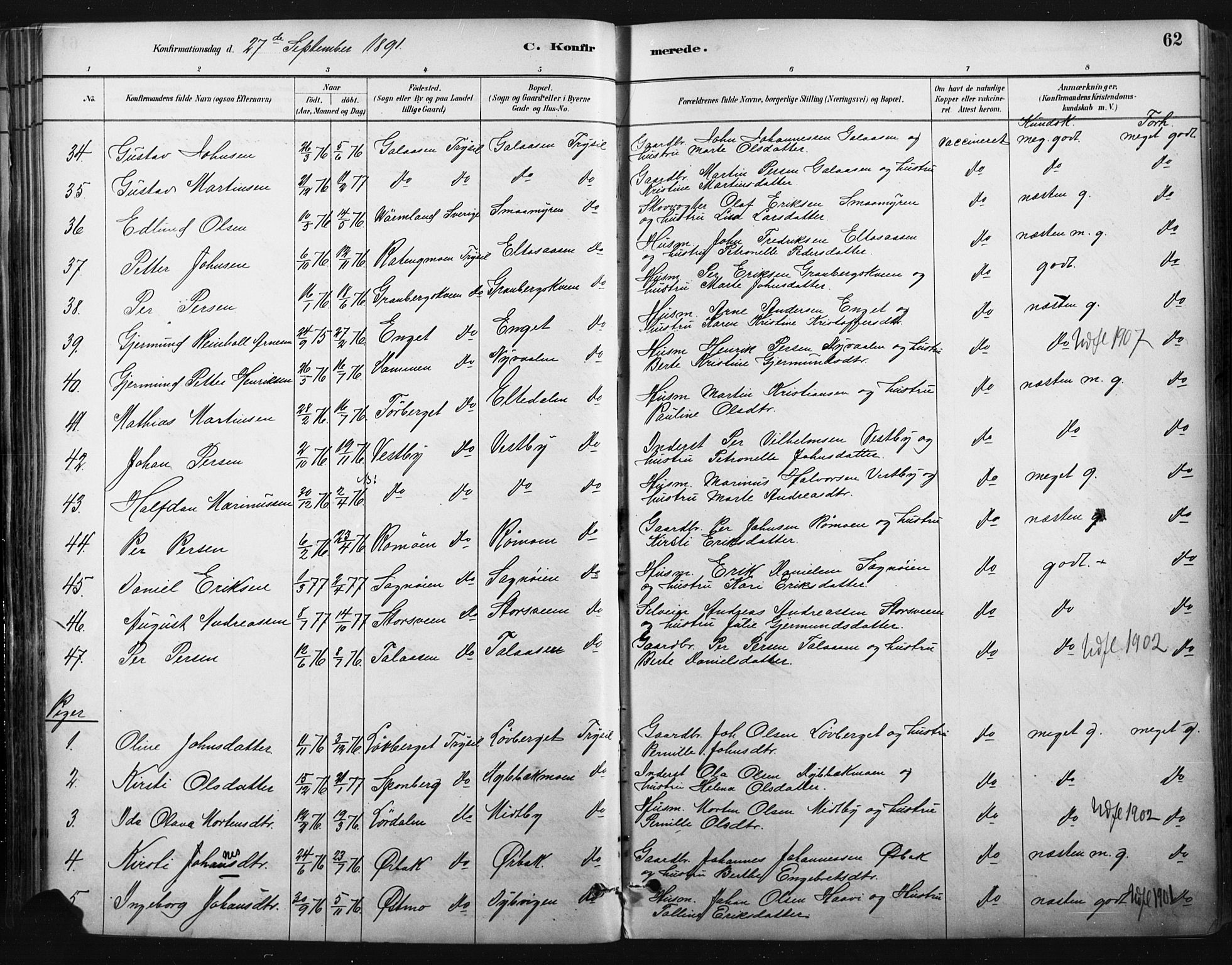 Trysil prestekontor, AV/SAH-PREST-046/H/Ha/Haa/L0009: Parish register (official) no. 9, 1881-1897, p. 62