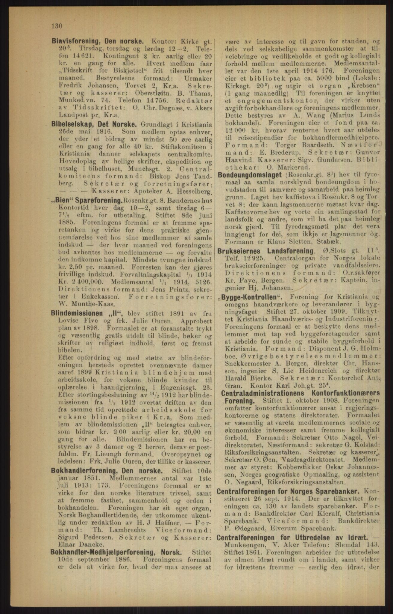 Kristiania/Oslo adressebok, PUBL/-, 1915, p. 130