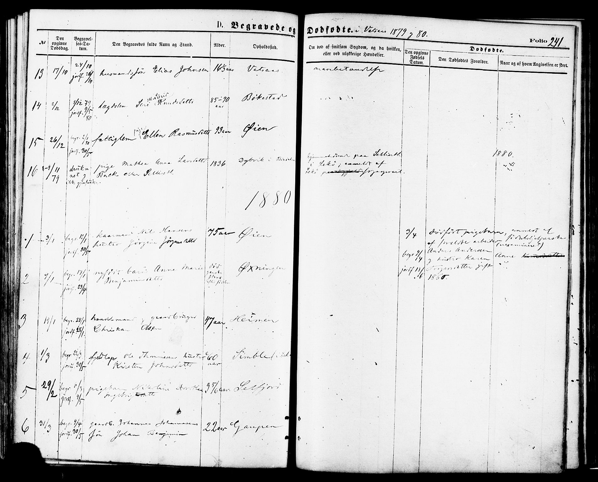 Ministerialprotokoller, klokkerbøker og fødselsregistre - Nordland, AV/SAT-A-1459/810/L0148: Parish register (official) no. 810A09 /1, 1874-1884, p. 241