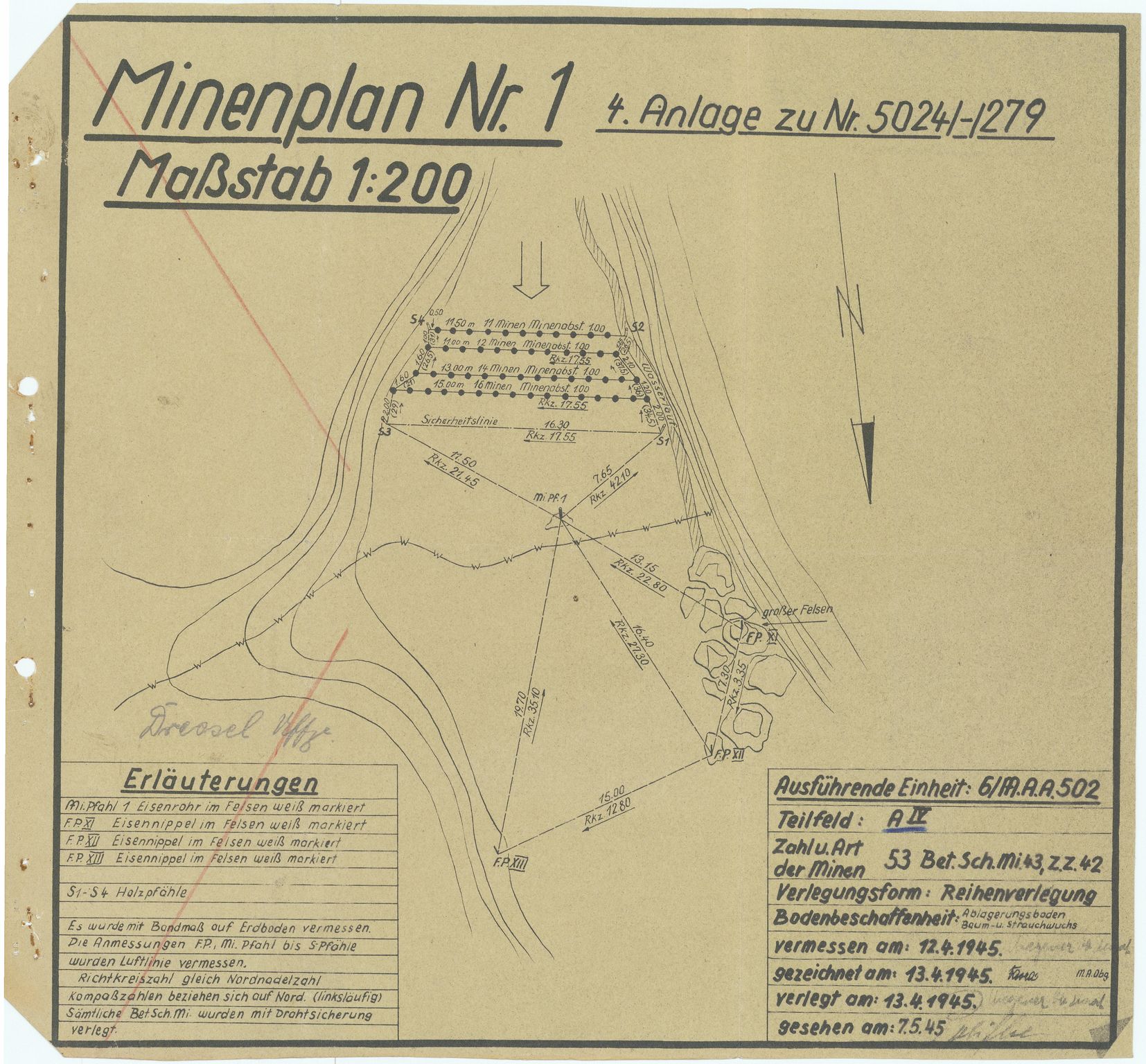 Forsvaret, Sørlandet sjøforsvarsdistrikt, RA/RAFA-3266/F/Fb/Fbf/L0323: Tyske landminefelter, 1945, p. 127