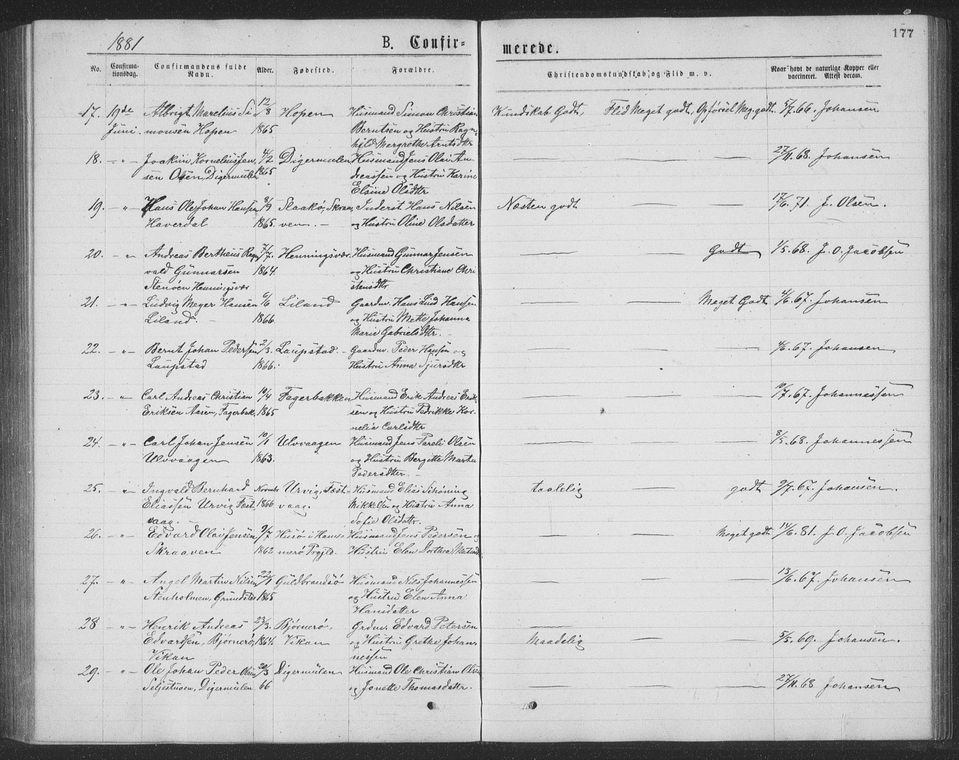 Ministerialprotokoller, klokkerbøker og fødselsregistre - Nordland, AV/SAT-A-1459/874/L1075: Parish register (copy) no. 874C04, 1876-1883, p. 177