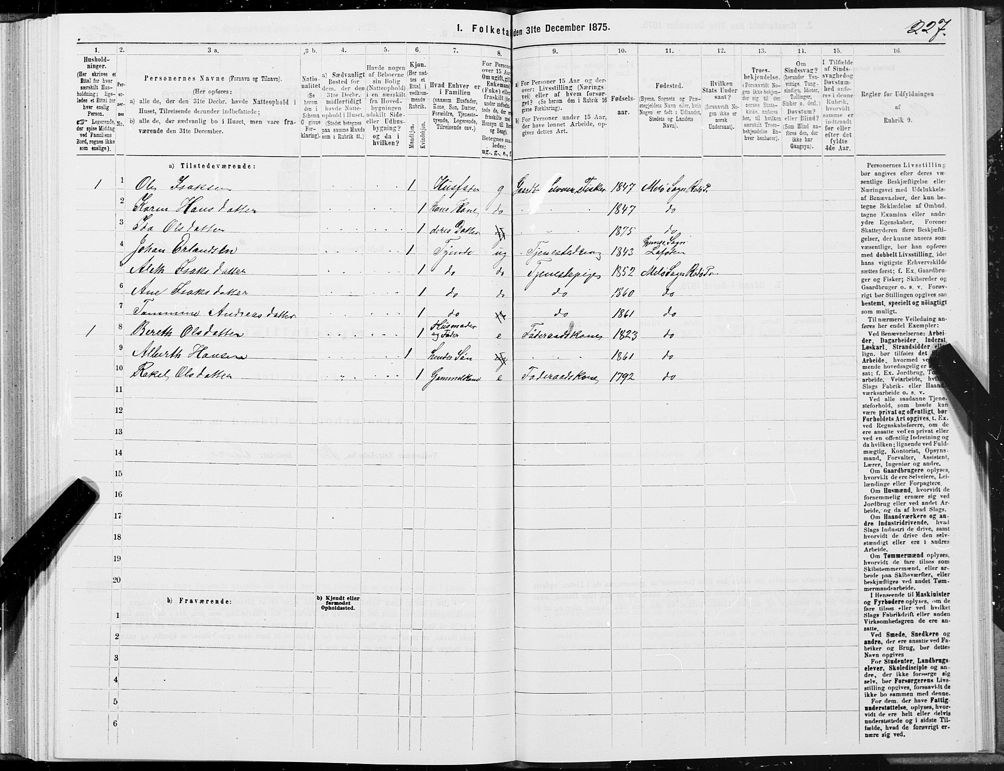 SAT, 1875 census for 1836P Rødøy, 1875, p. 4227