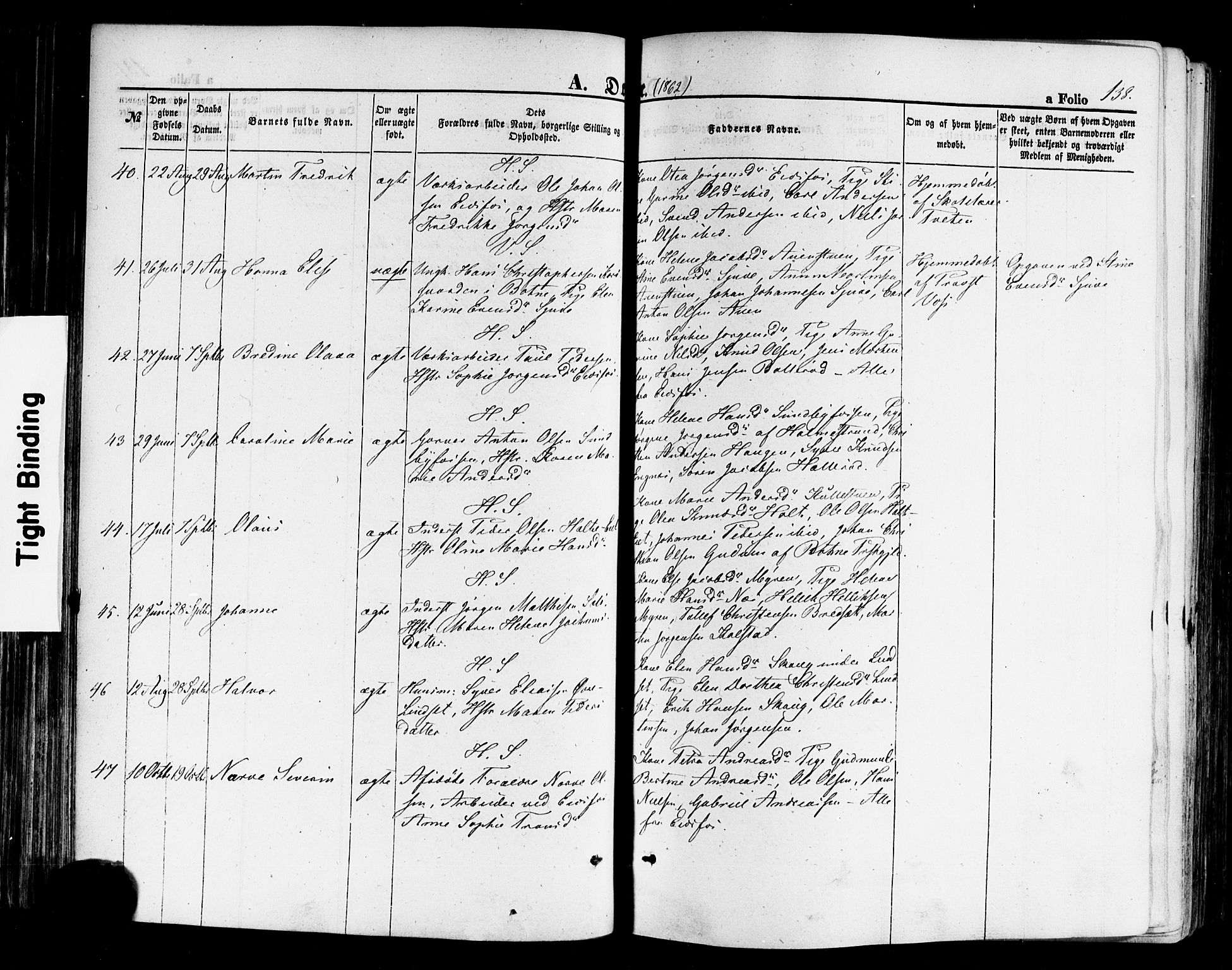 Hof kirkebøker, AV/SAKO-A-64/F/Fa/L0006: Parish register (official) no. I 6, 1851-1877, p. 138