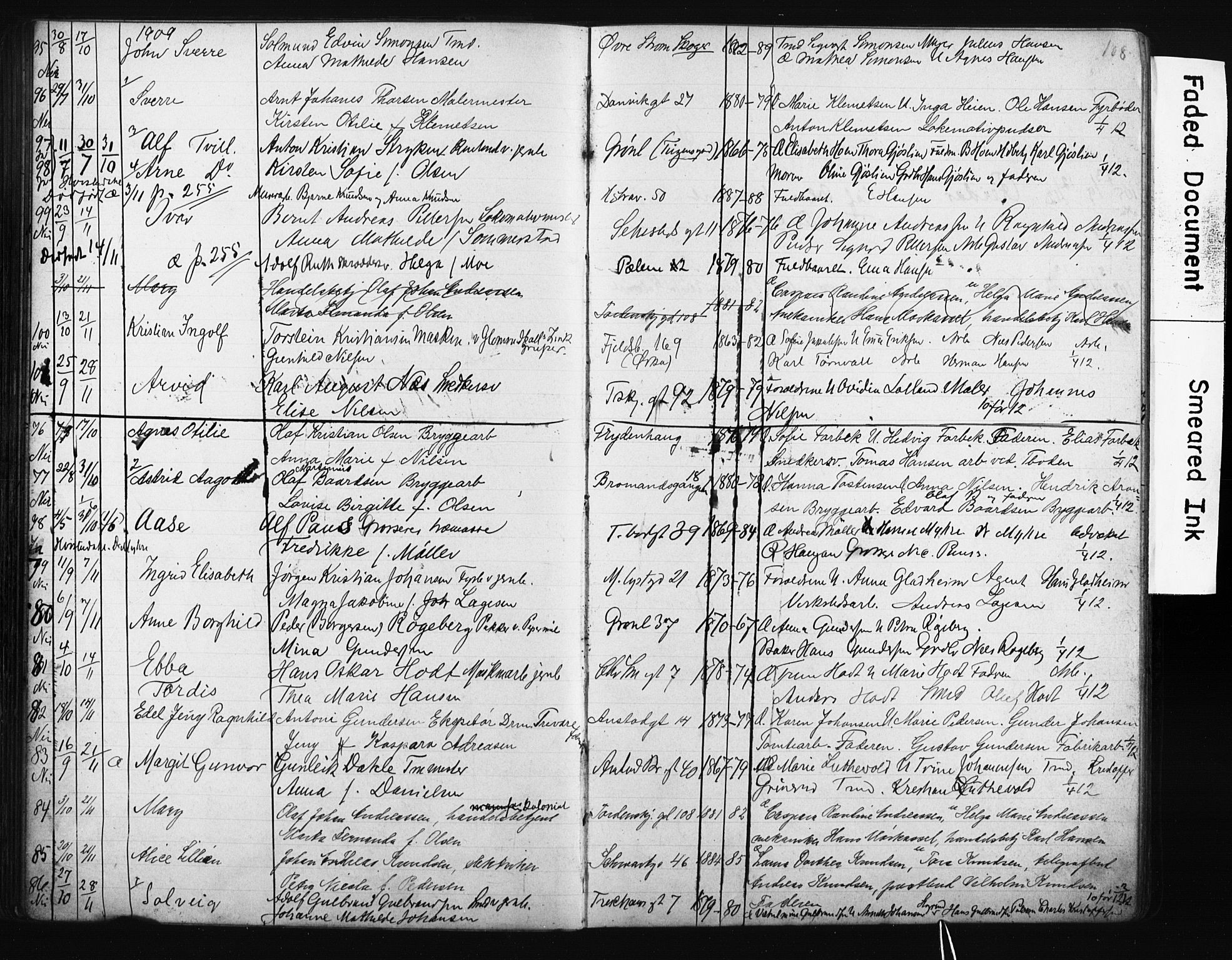 Strømsø kirkebøker, AV/SAKO-A-246/Y/Ya/L0006: Parish register draft no. I 6, 1903-1915, p. 108