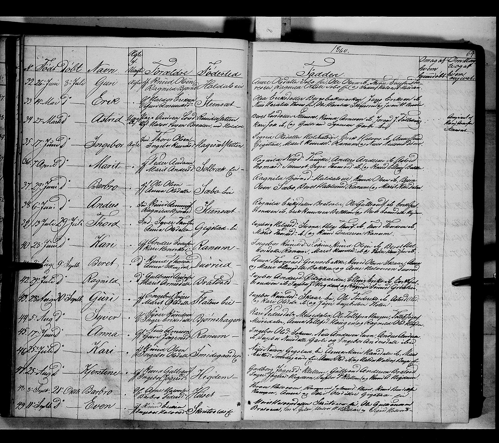 Nord-Aurdal prestekontor, AV/SAH-PREST-132/H/Ha/Haa/L0007: Parish register (official) no. 7, 1842-1863, p. 64