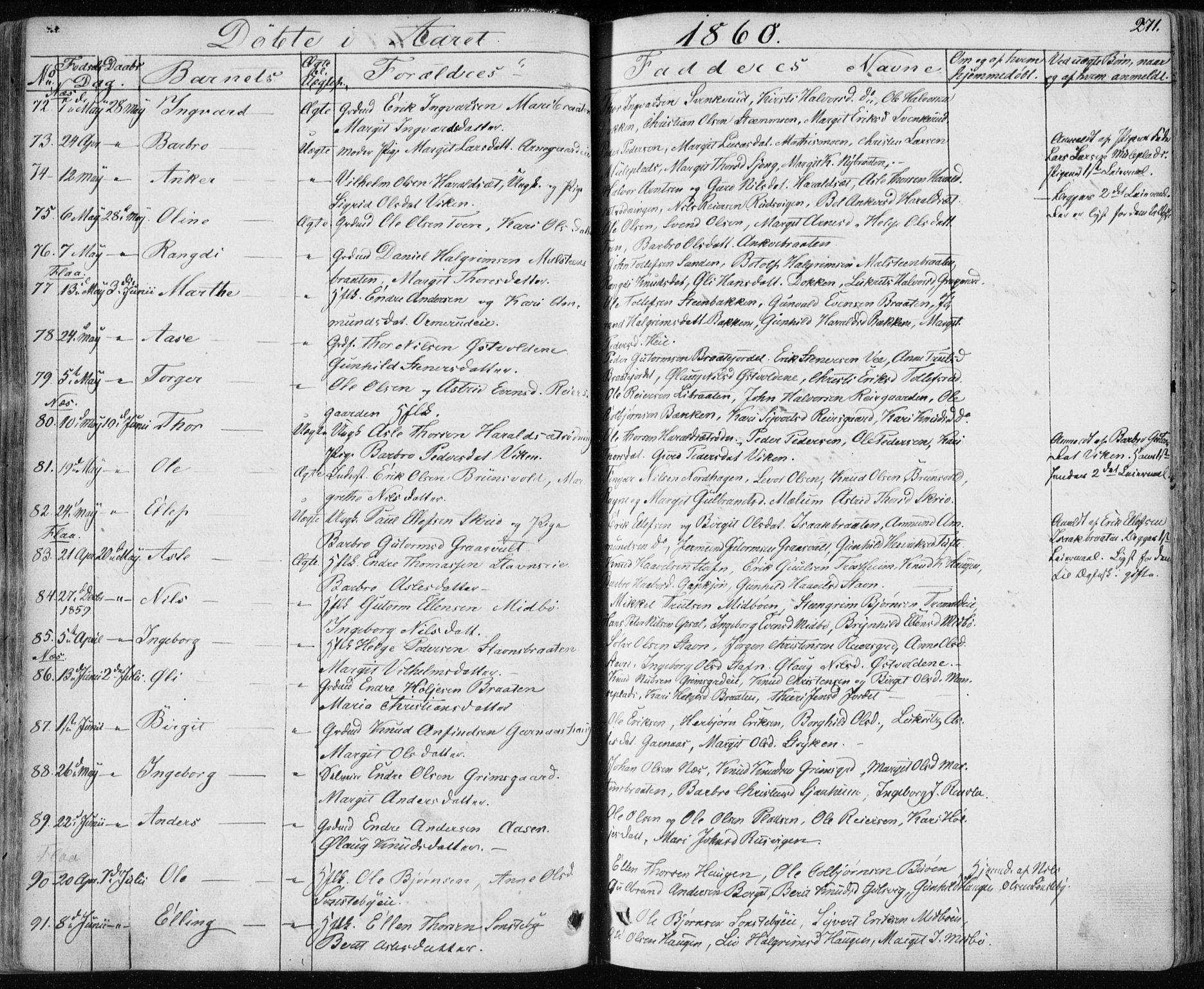 Nes kirkebøker, AV/SAKO-A-236/F/Fa/L0009: Parish register (official) no. 9, 1834-1863, p. 271