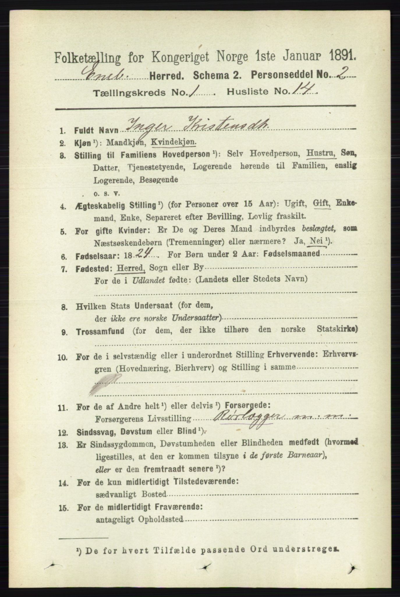 RA, 1891 census for 0229 Enebakk, 1891, p. 200