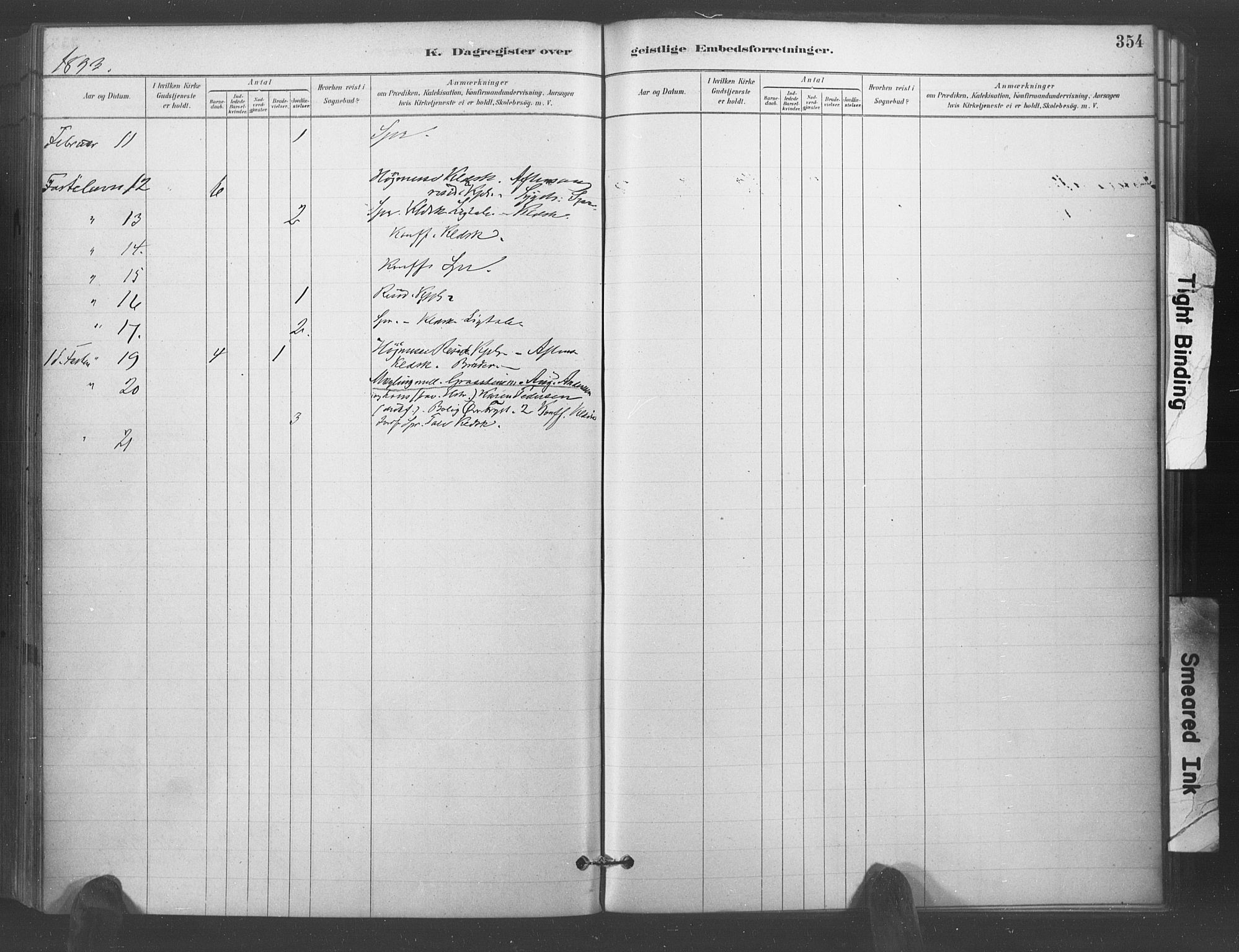 Kristiansand domprosti, AV/SAK-1112-0006/F/Fa/L0018: Parish register (official) no. A 17, 1880-1892, p. 354