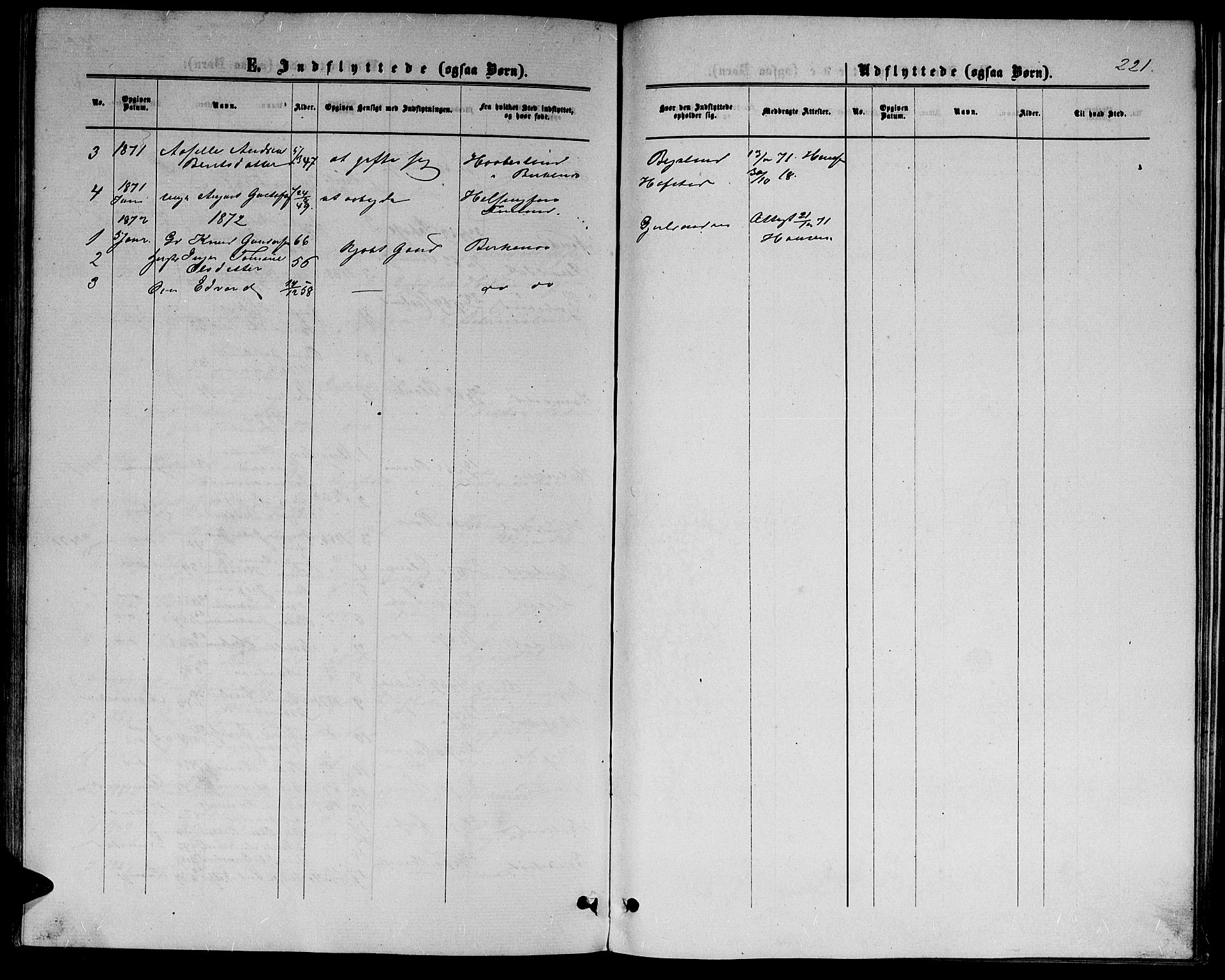 Hommedal sokneprestkontor, SAK/1111-0023/F/Fb/Fbb/L0006: Parish register (copy) no. B 6, 1869-1884, p. 221