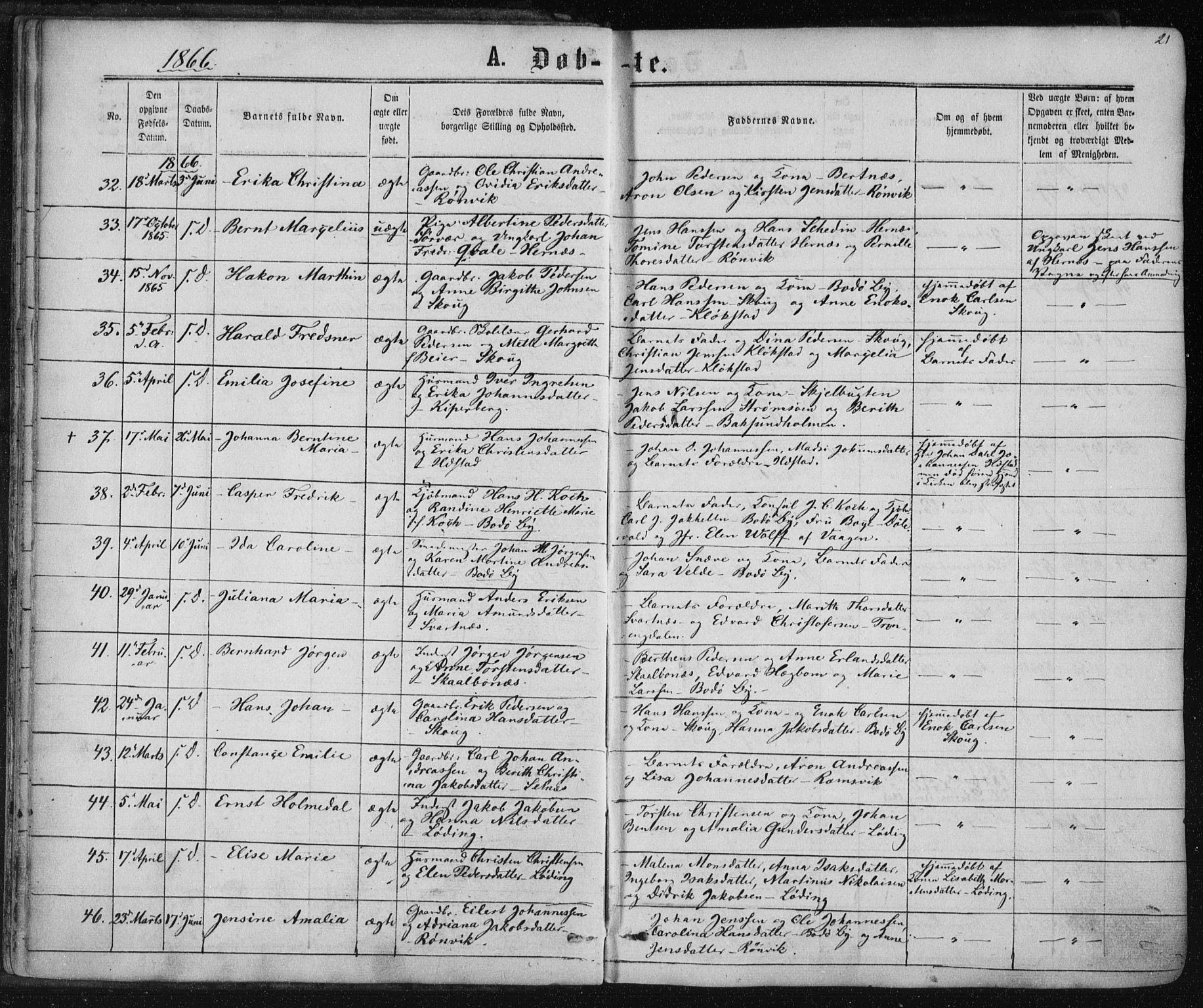 Ministerialprotokoller, klokkerbøker og fødselsregistre - Nordland, SAT/A-1459/801/L0008: Parish register (official) no. 801A08, 1864-1875, p. 21