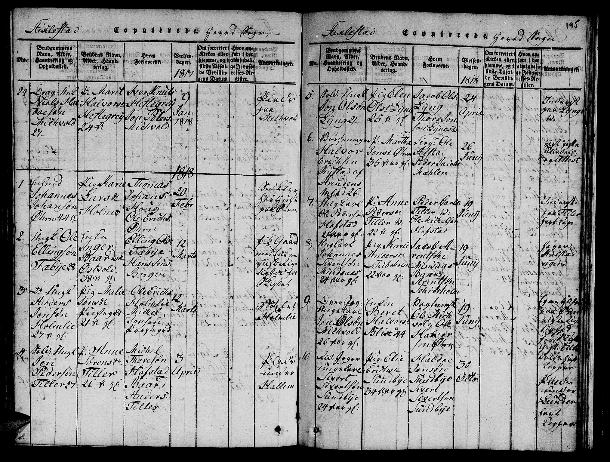 Ministerialprotokoller, klokkerbøker og fødselsregistre - Nord-Trøndelag, AV/SAT-A-1458/723/L0251: Parish register (copy) no. 723C01 /1, 1816-1831, p. 195