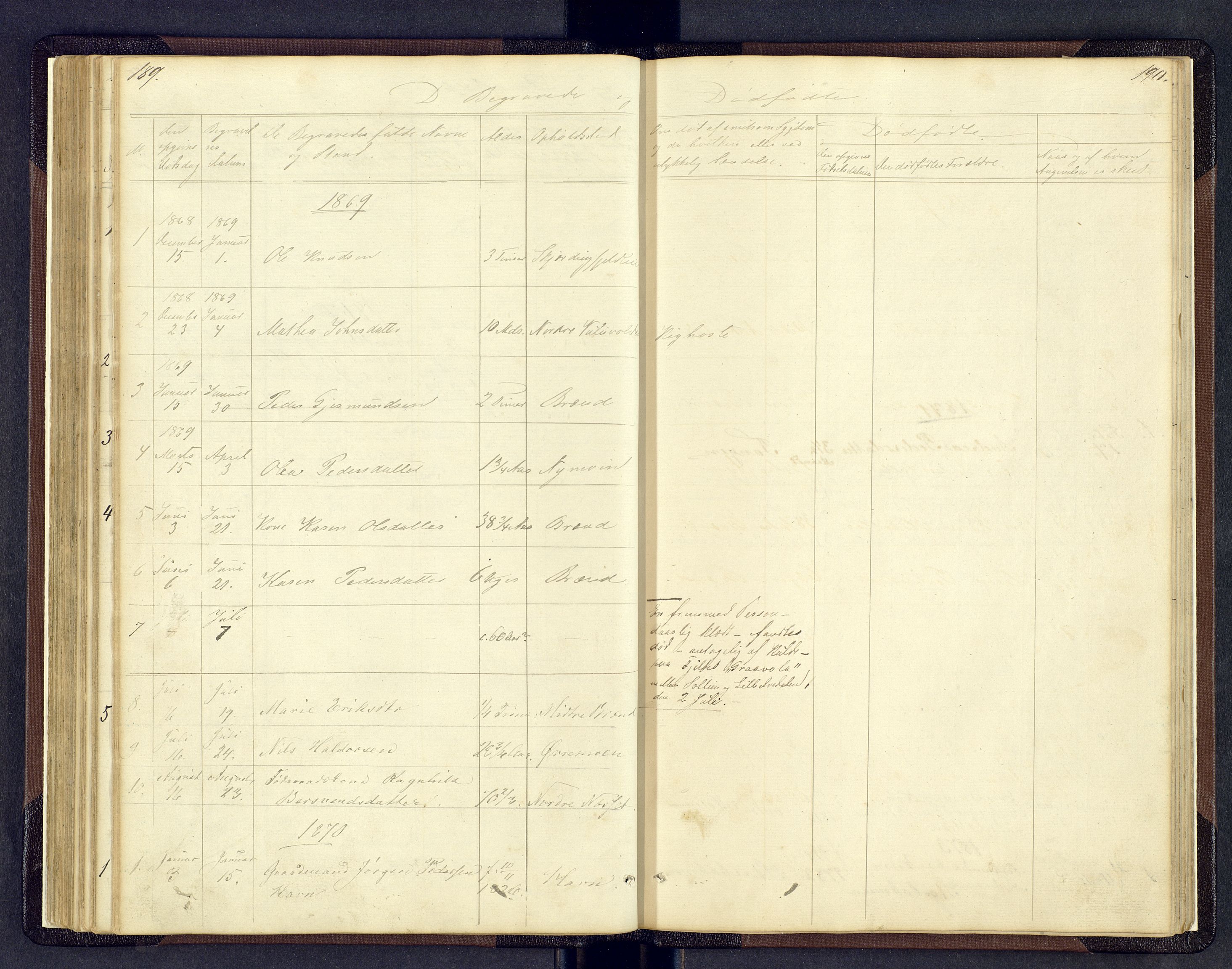 Sollia prestekontor, SAH/PREST-050/H/Ha/Hab/L0001: Parish register (copy) no. 1, 1862-1879, p. 189-190