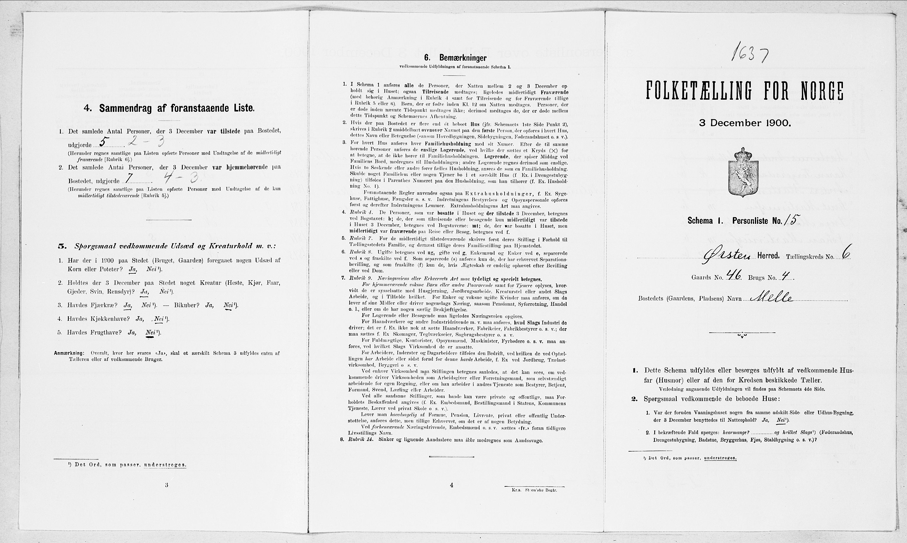 SAT, 1900 census for Ørsta, 1900, p. 663