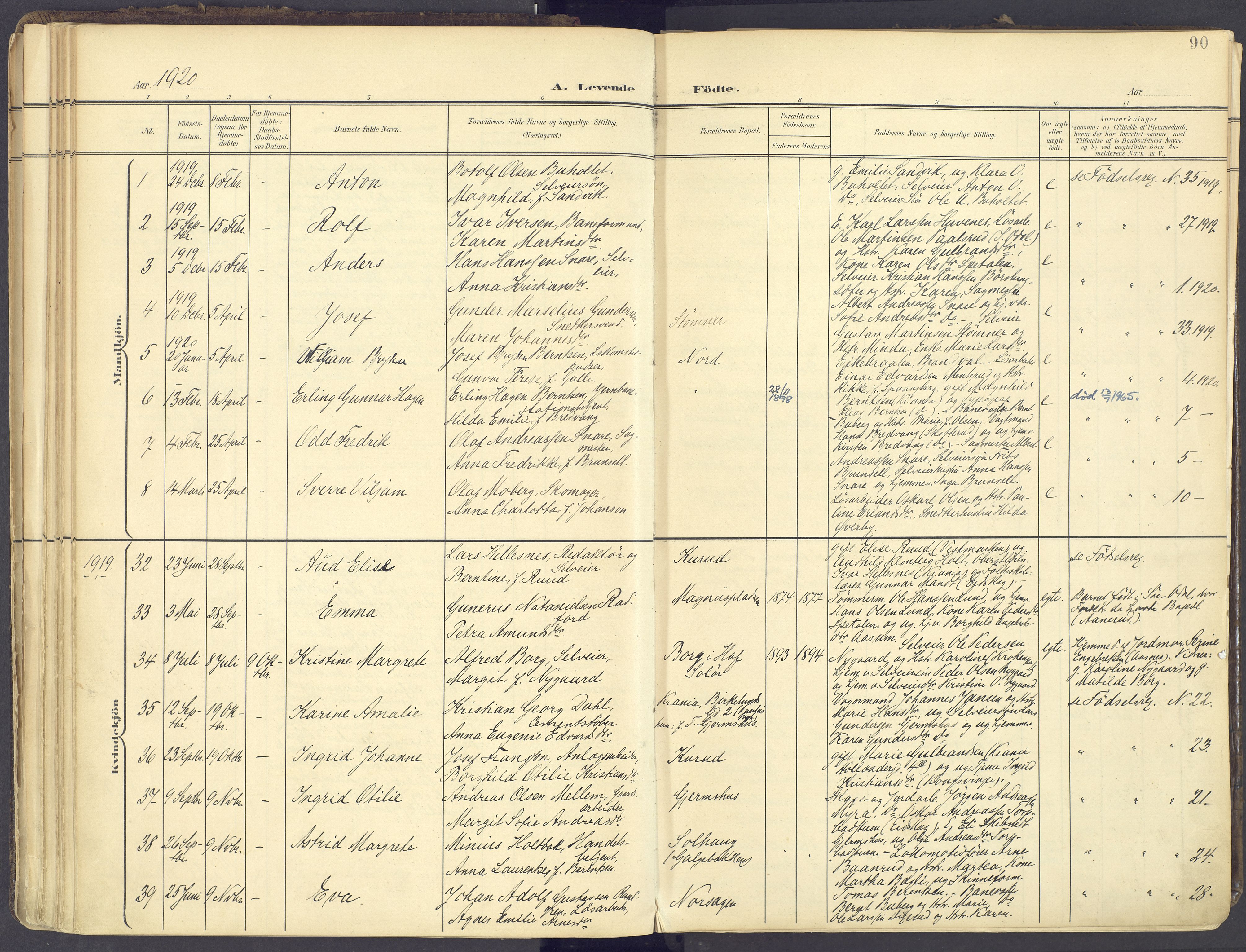 Vinger prestekontor, AV/SAH-PREST-024/H/Ha/Haa/L0017: Parish register (official) no. 17, 1901-1927, p. 90